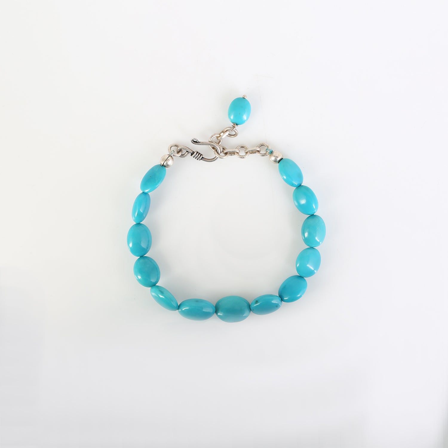 Turquoise Beaded Beach Silver 925 Bracelet