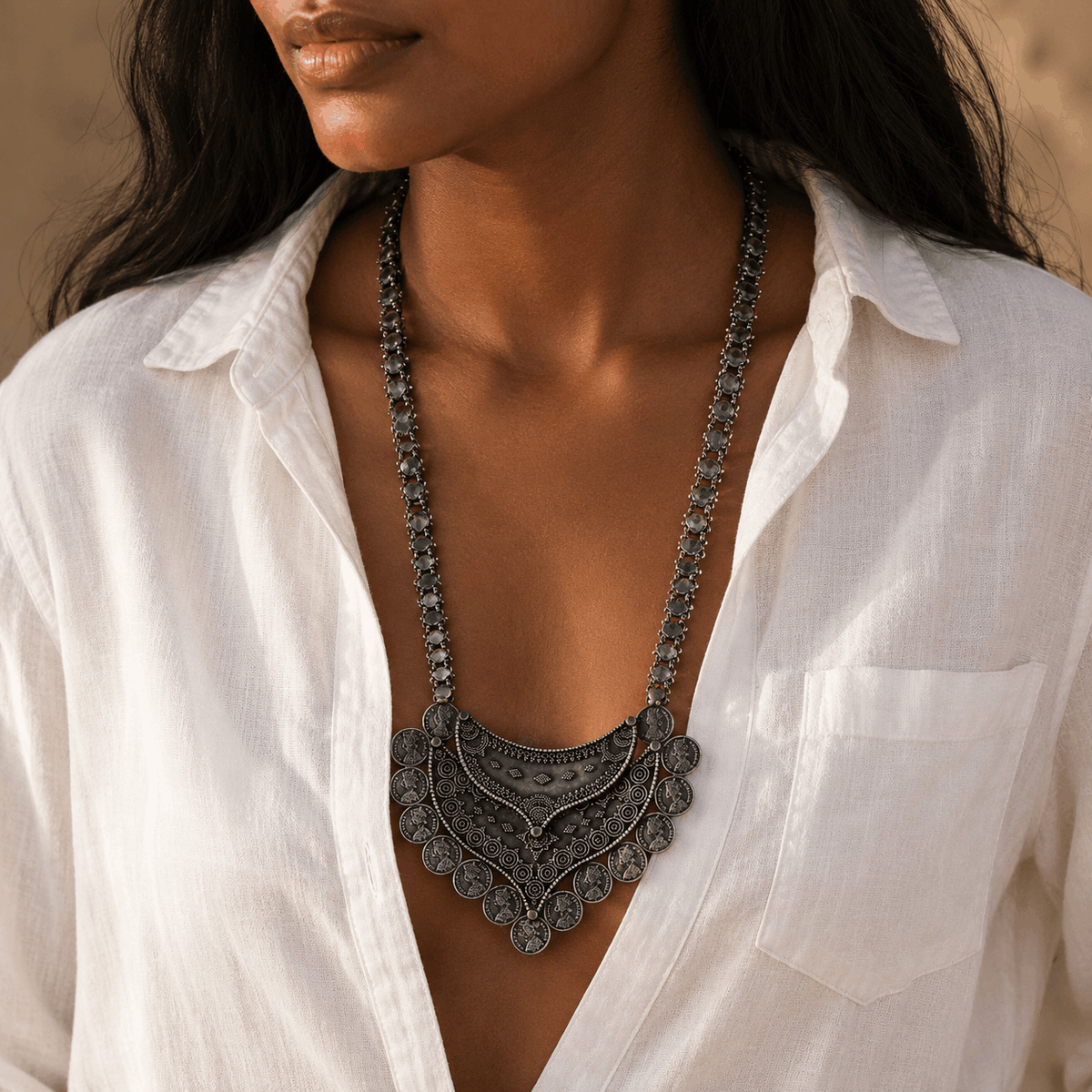 Rajika Handcrafted Silver Necklace