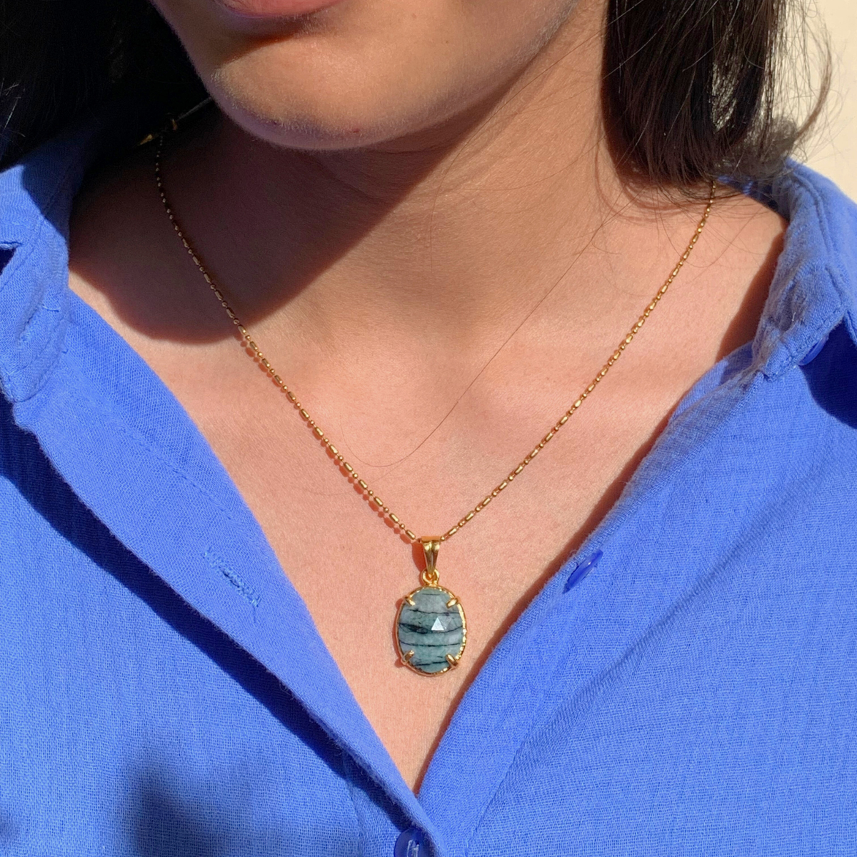 emerald pendant 18K gold plated 925 sterling silver