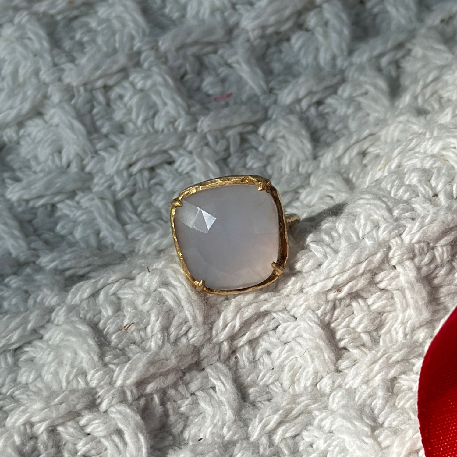 Square Moonstone 18k Gold Plated Silver 925 Gemstone Ring