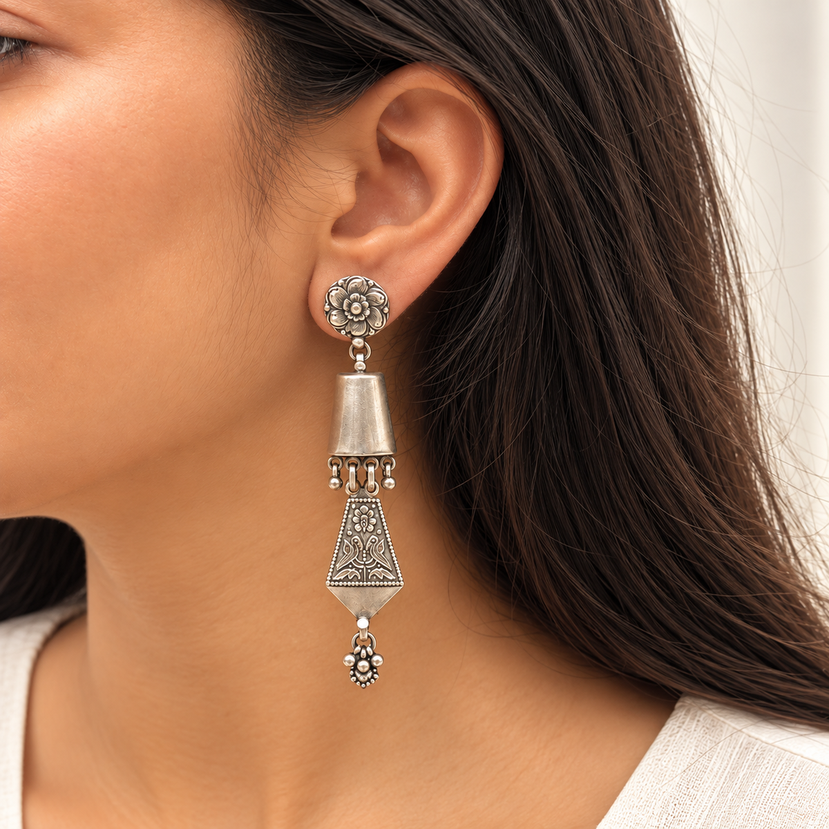 Tayyari Traditional Silver 925 Earrings