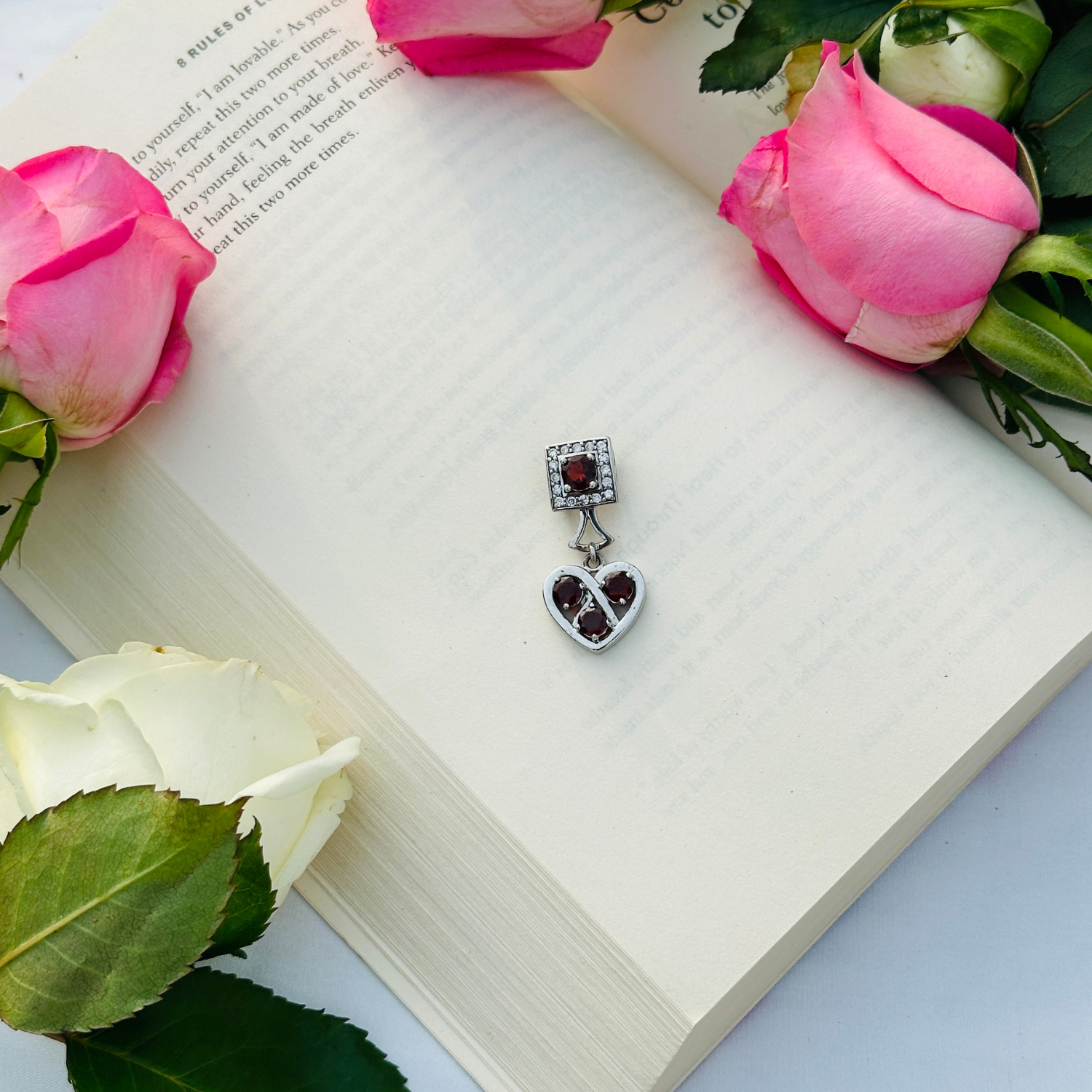 Blythe Garnet Sterling Silver Heart Love Pendant