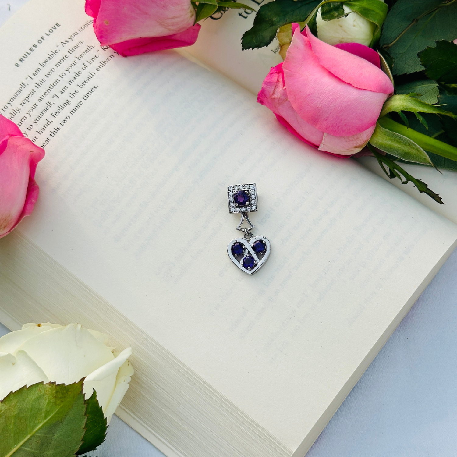 Blythe Garnet Sterling Silver Heart Love Pendant