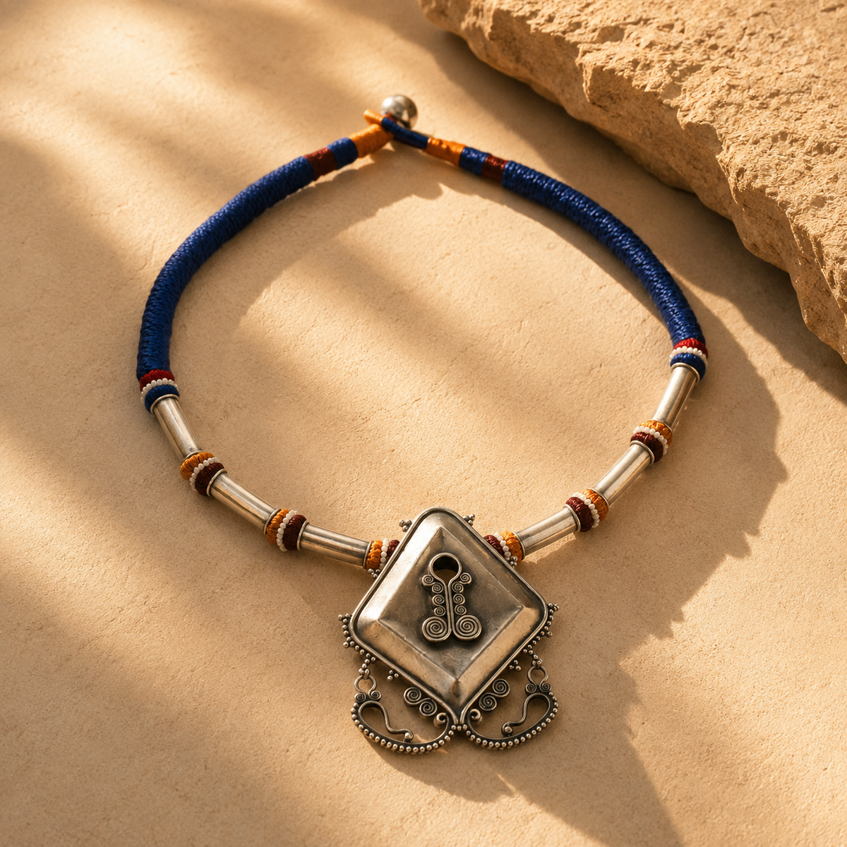 Viraas Bohemian Silver 925 Pendant Necklace