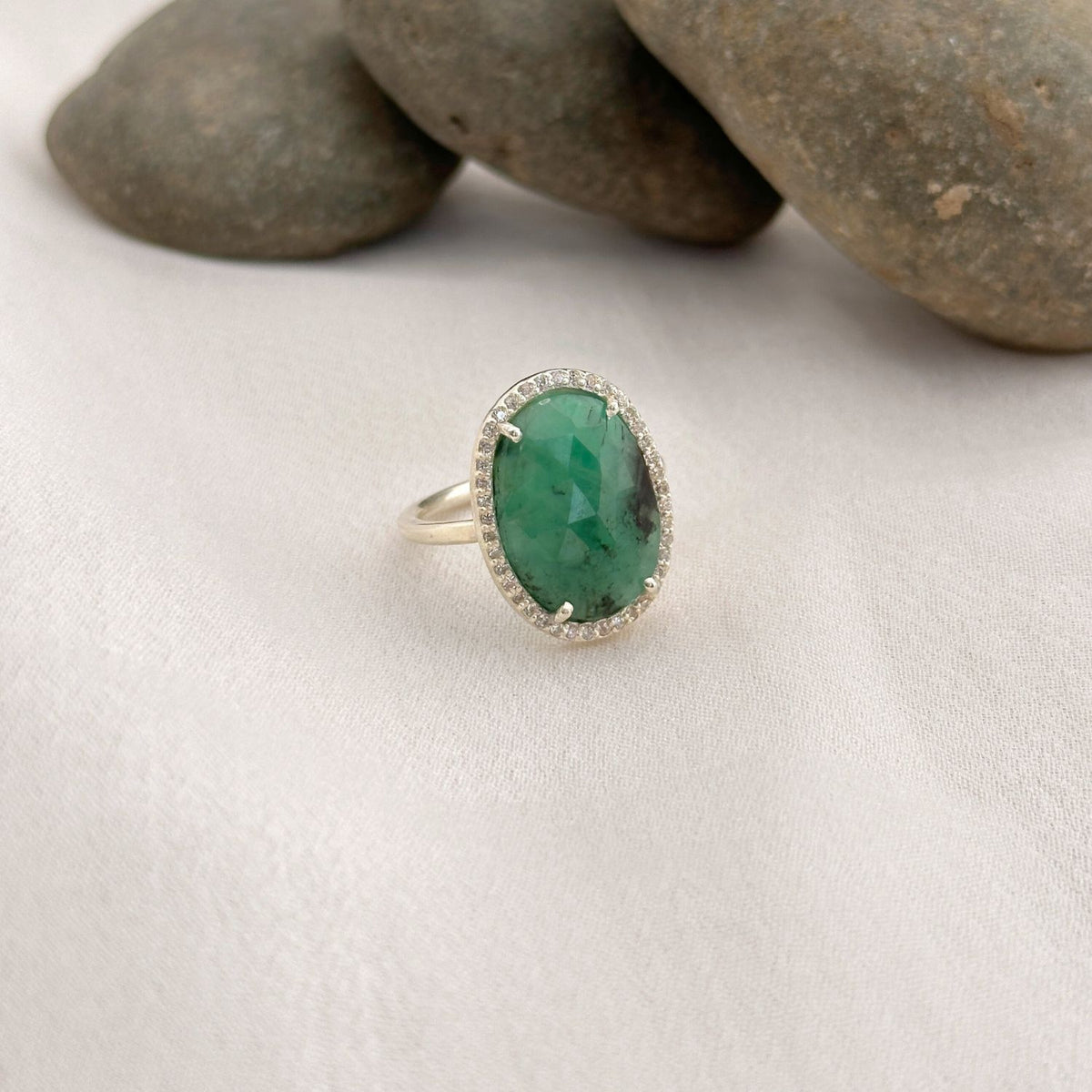 green stone ring for women