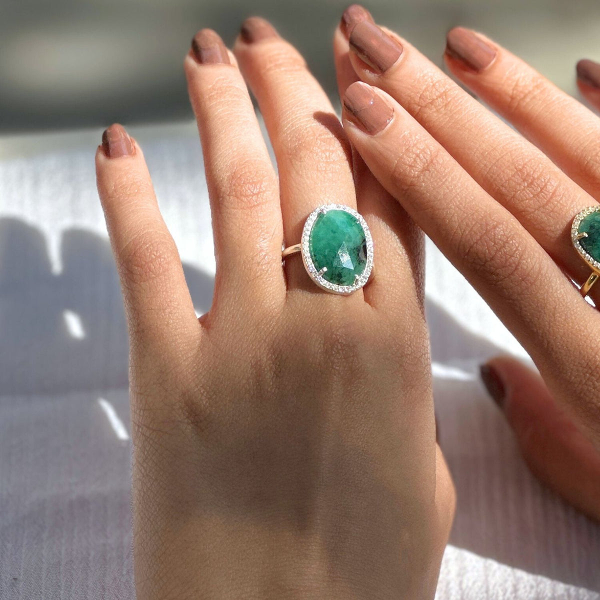 18k gold plated emerald ring