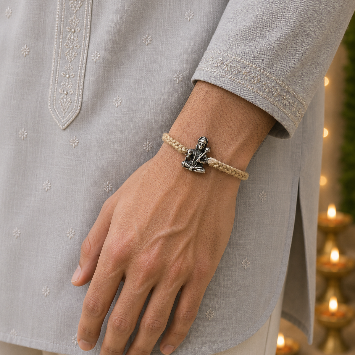 Hanuman Silver Bracelet Rakhi
