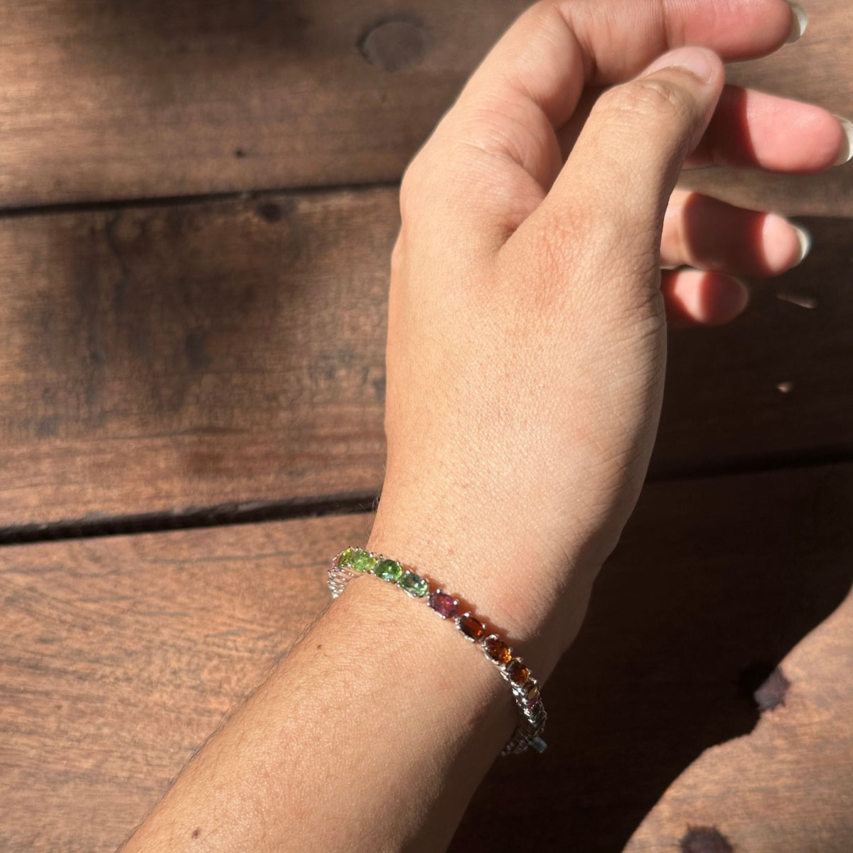 silver tourmaline tennis bracelet 925 sterling rainbow