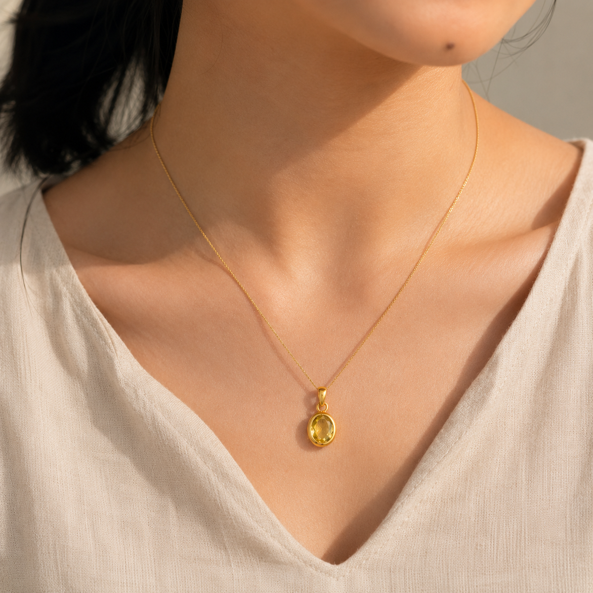 Olie Lemon Quartz Gold Plated Silver 925 Pendant