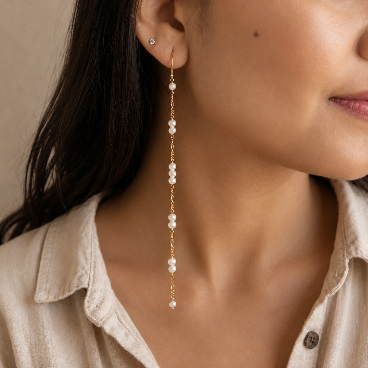 Pearl Silver 925 Gold Plated Earrings