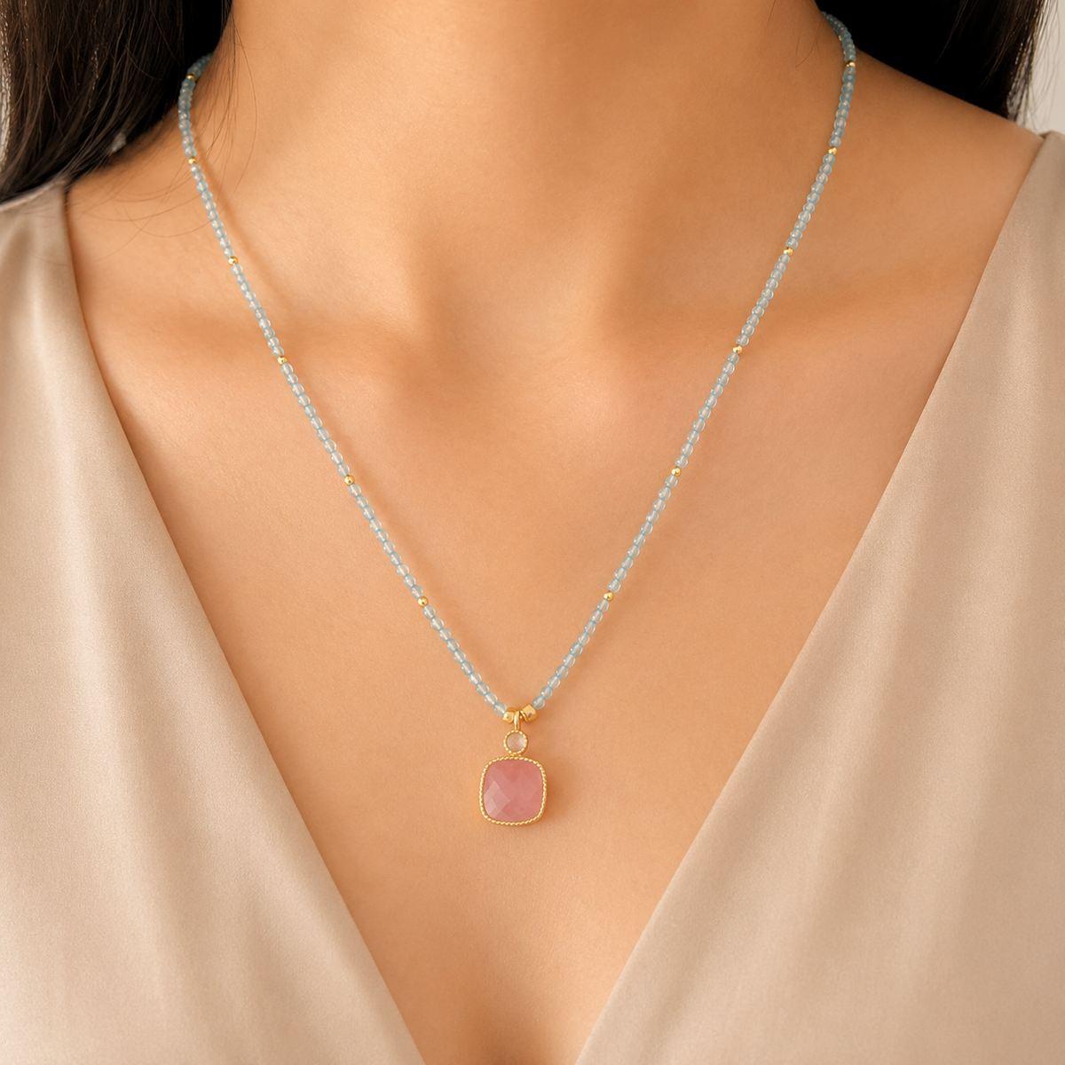 Shriyle Colorstone Gold Plated Silver 925 Necklace