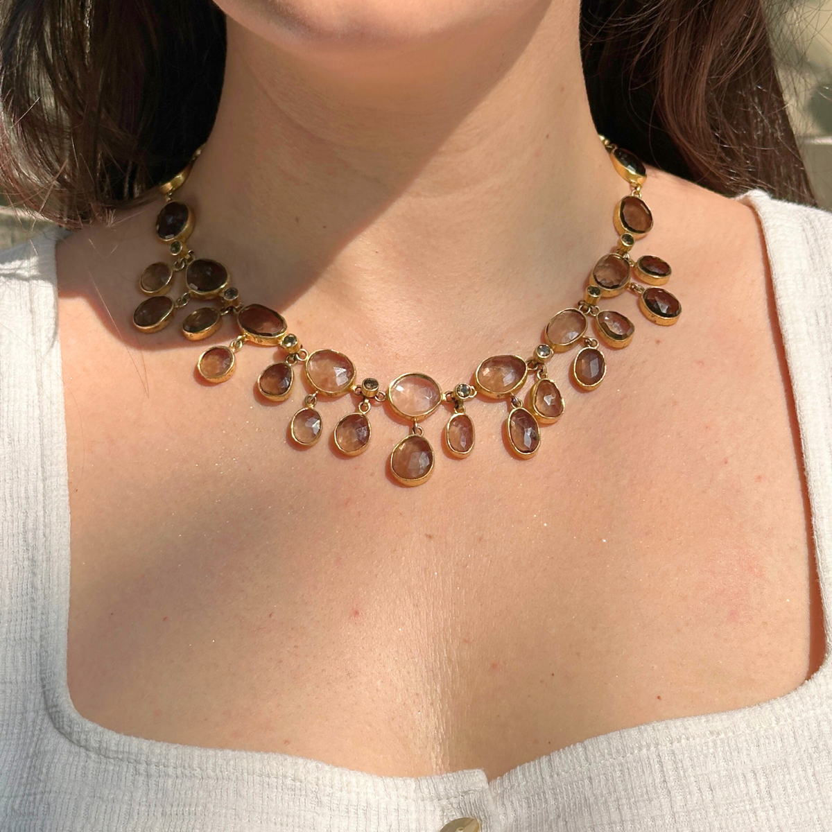 Smokey quartz necklace, Gold plated quartz pendant, Silver 925 quartz necklace, Smokey quartz jewelry