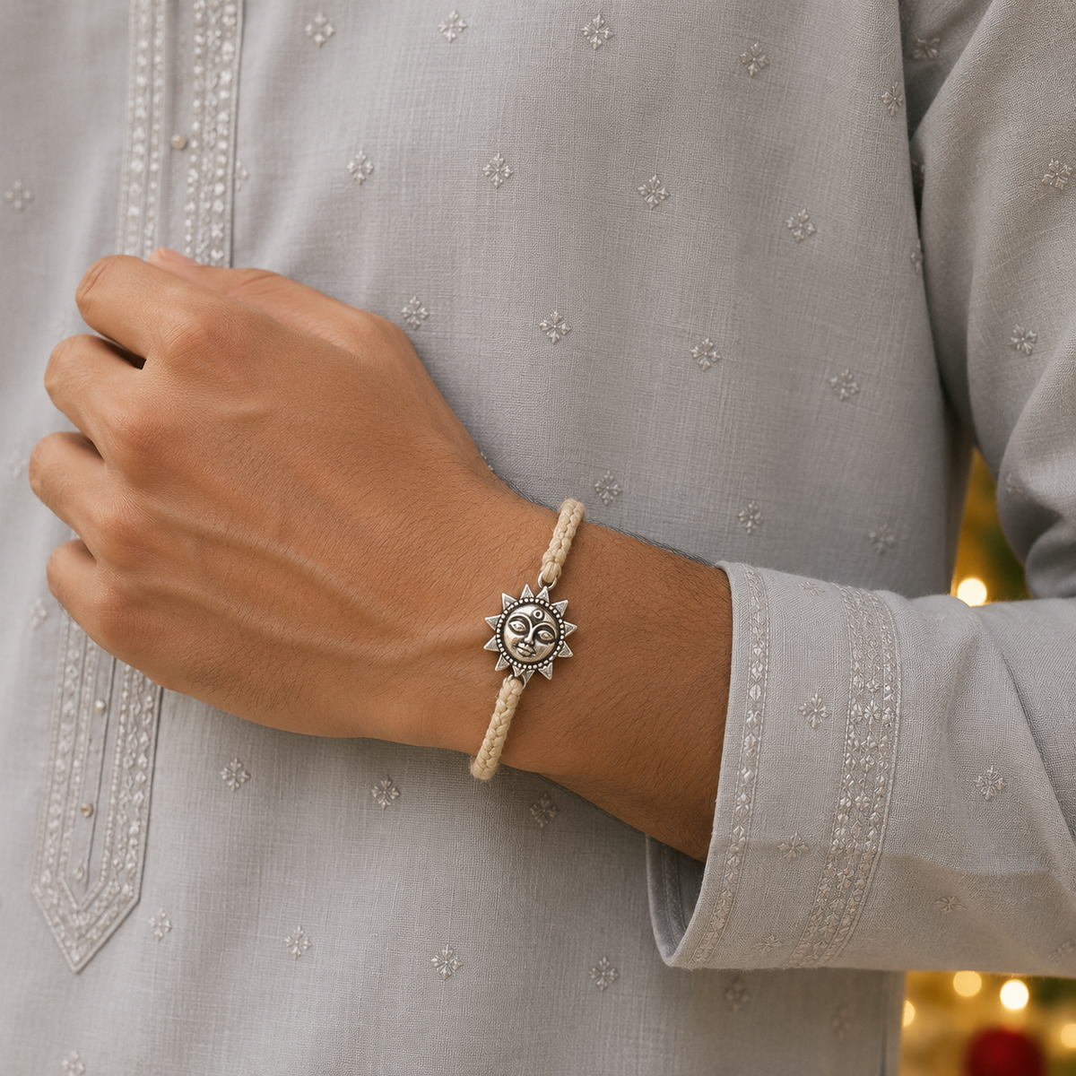 Sun Charm Silver 925 Bracelet Rakhi