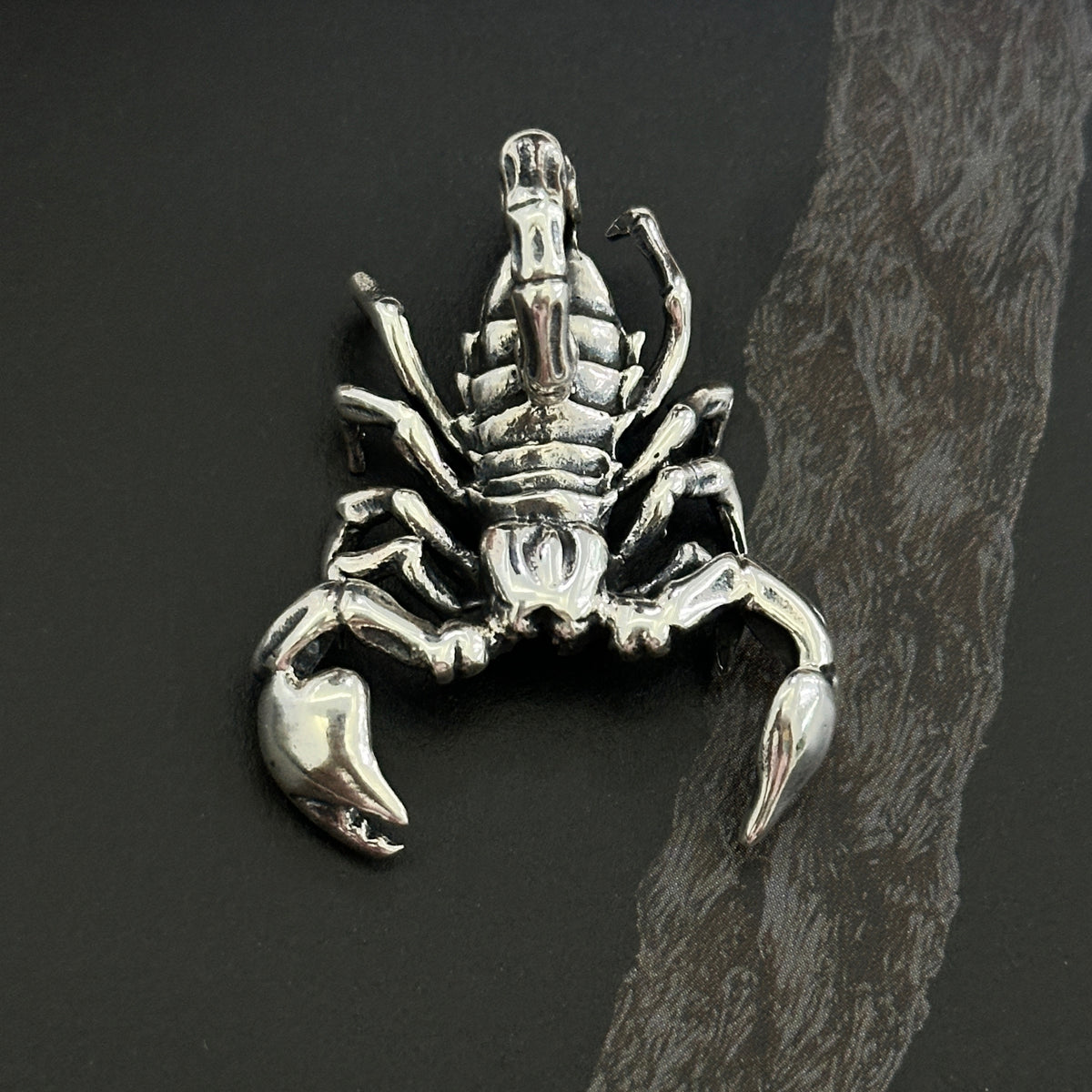 Vrishchik scorpion pendant for men hyper detailed silver
