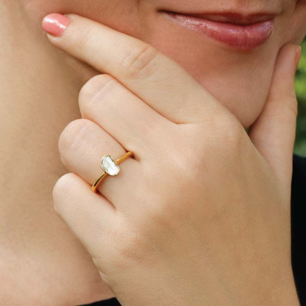 Artistic gold plated diamond ring