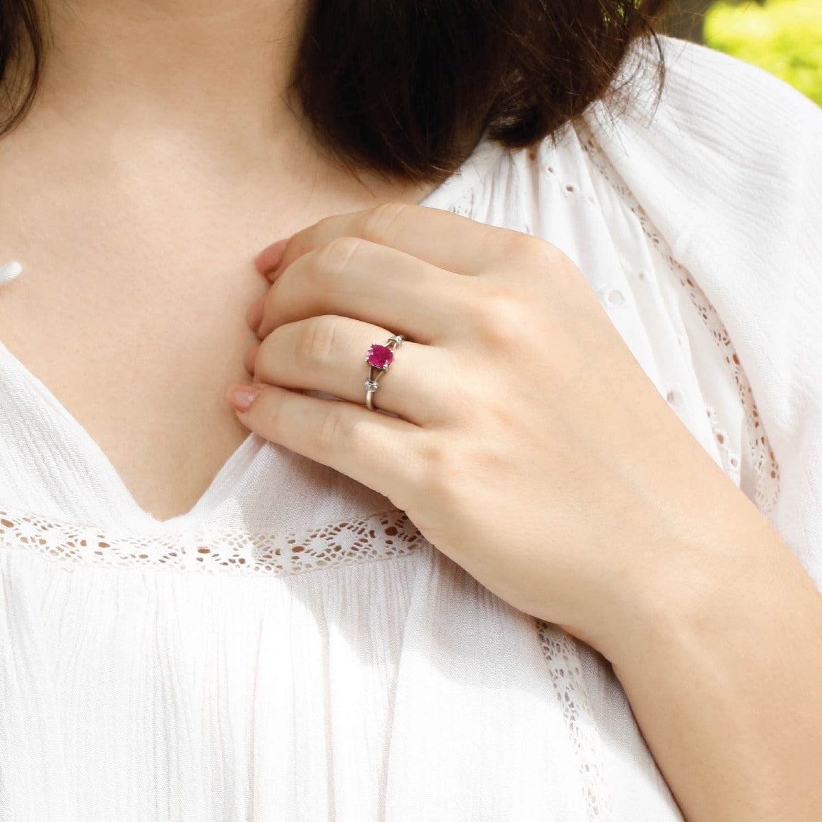 Exquisite ruby & diamond Silver 925 ring