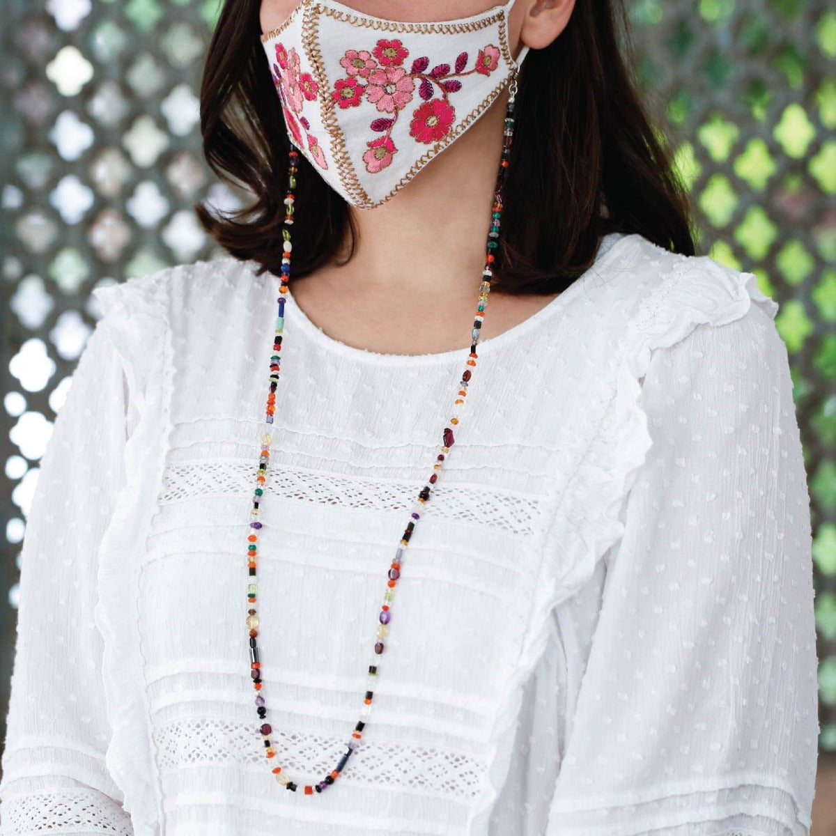 Gypsy boho mask & glass chain