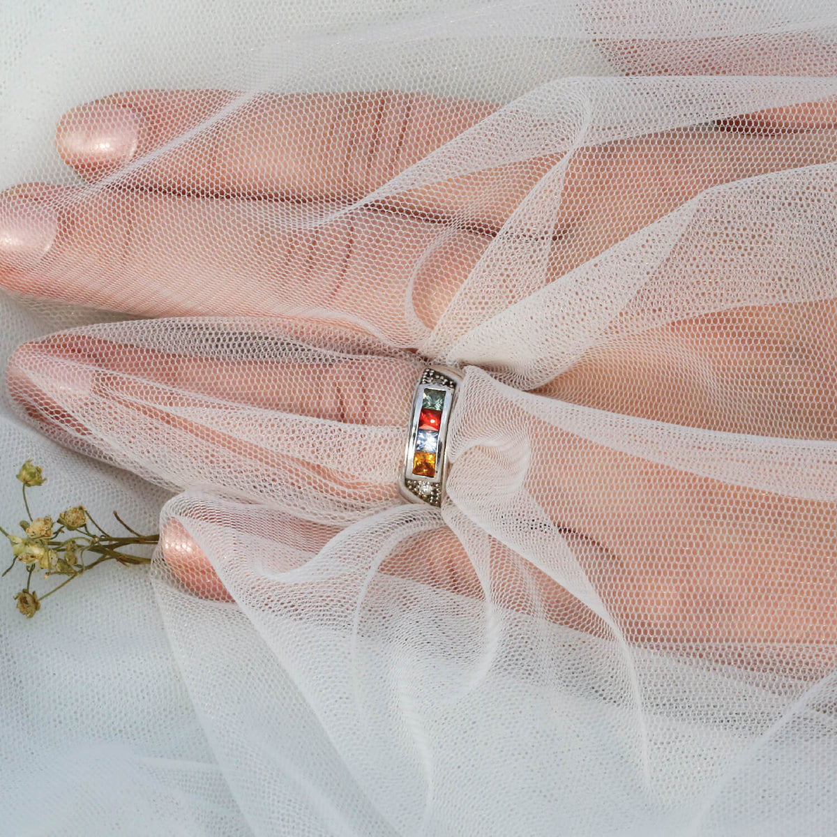 Bishop Multi Stone Silver 925 Ring