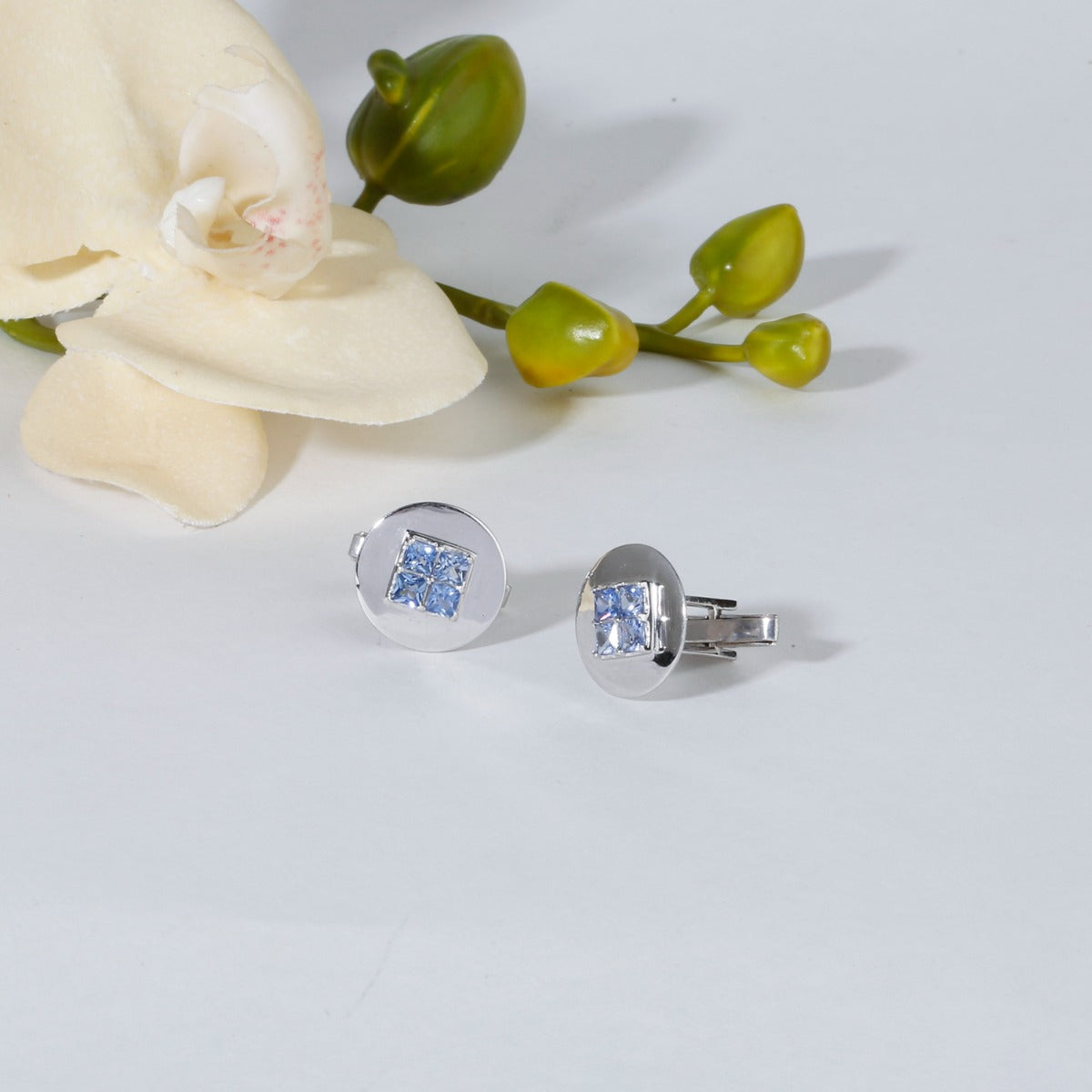 Elegant Blue Sapphire Silver 925 Cufflinks