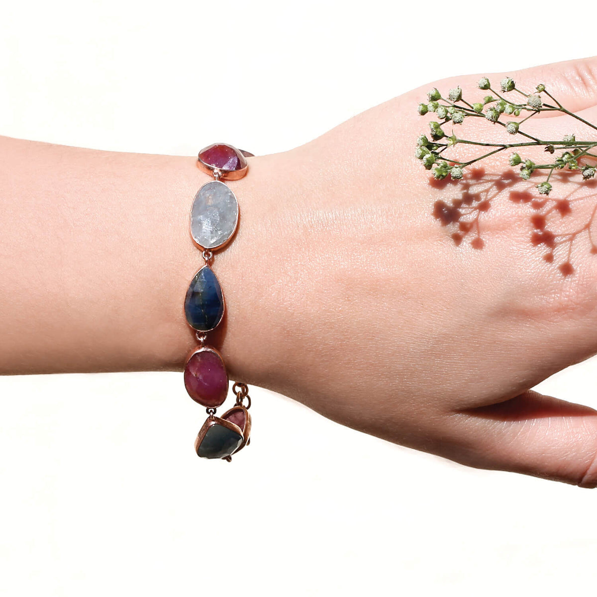 Izaiah 18K Gold Plated Color Stone Silver 925 Bracelet