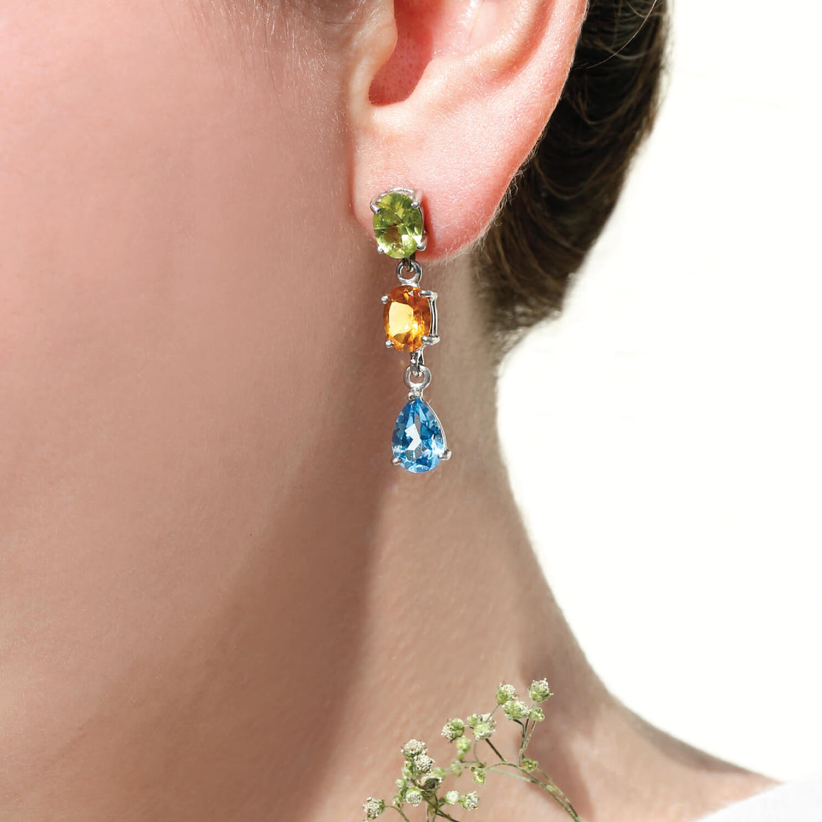 Brecken Color Stone Silver 925 Earrings