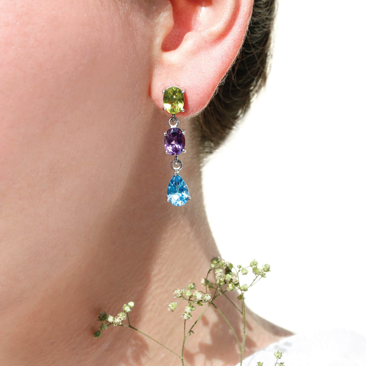 Rowan Color Stone Silver 925 Earrings