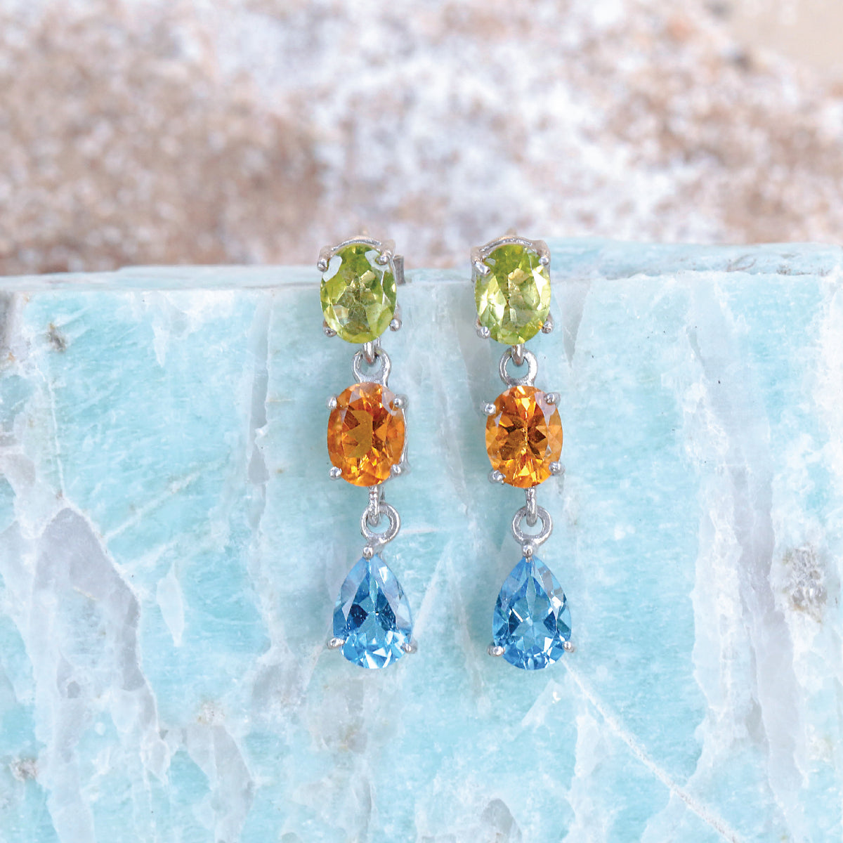 Brecken Color Stone Silver 925 Earrings
