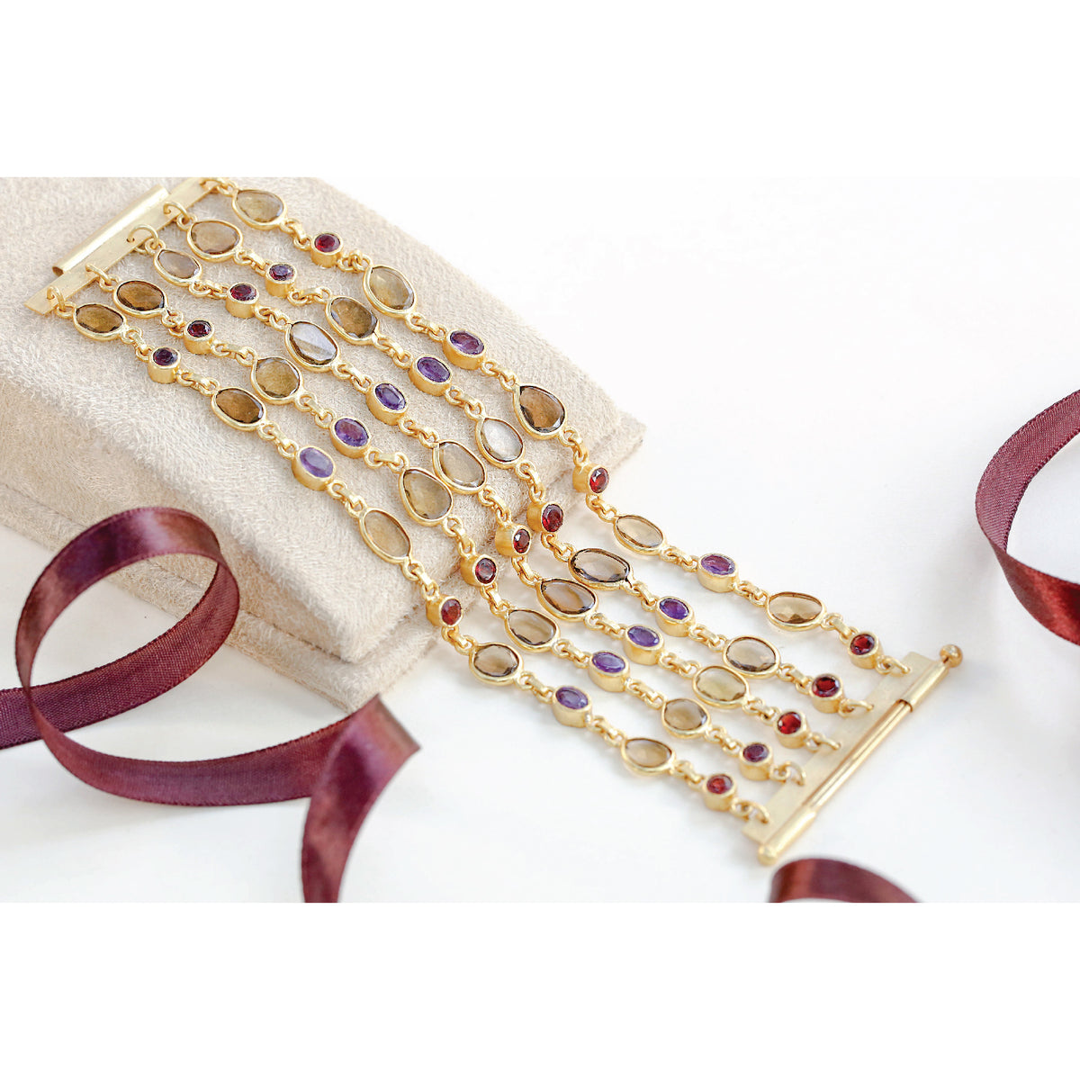 Apollo 18K Gold Plated Color Stone Silver 925 Bracelet