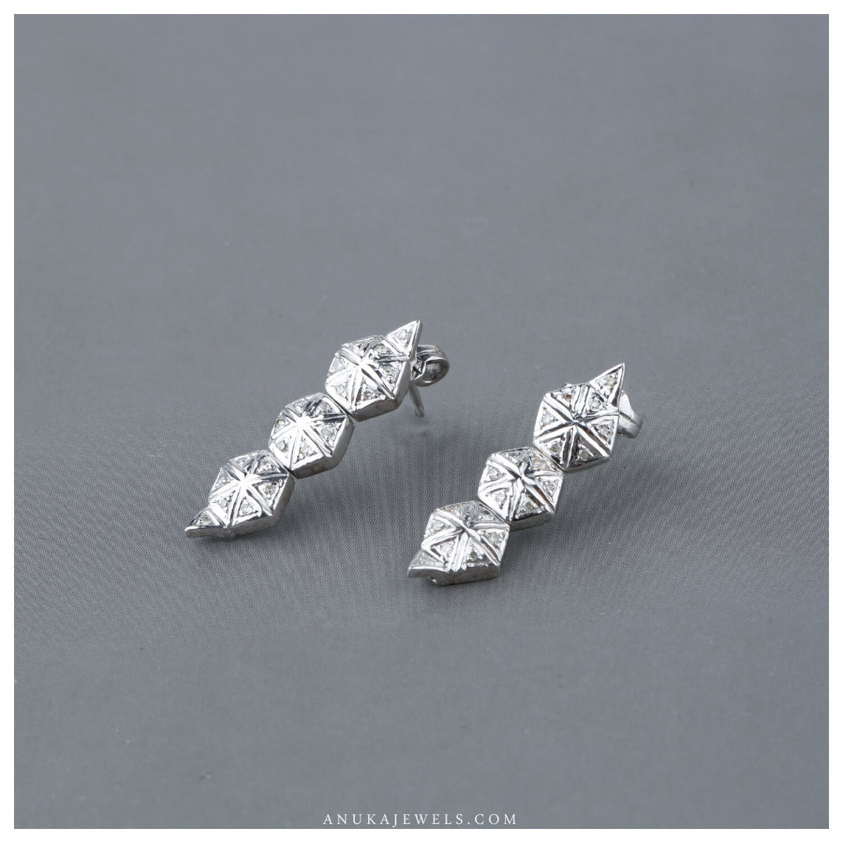diamond silver earrings