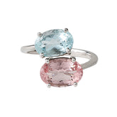 Alluring Aquamarine & Morganite Stone 925 Silver Ring