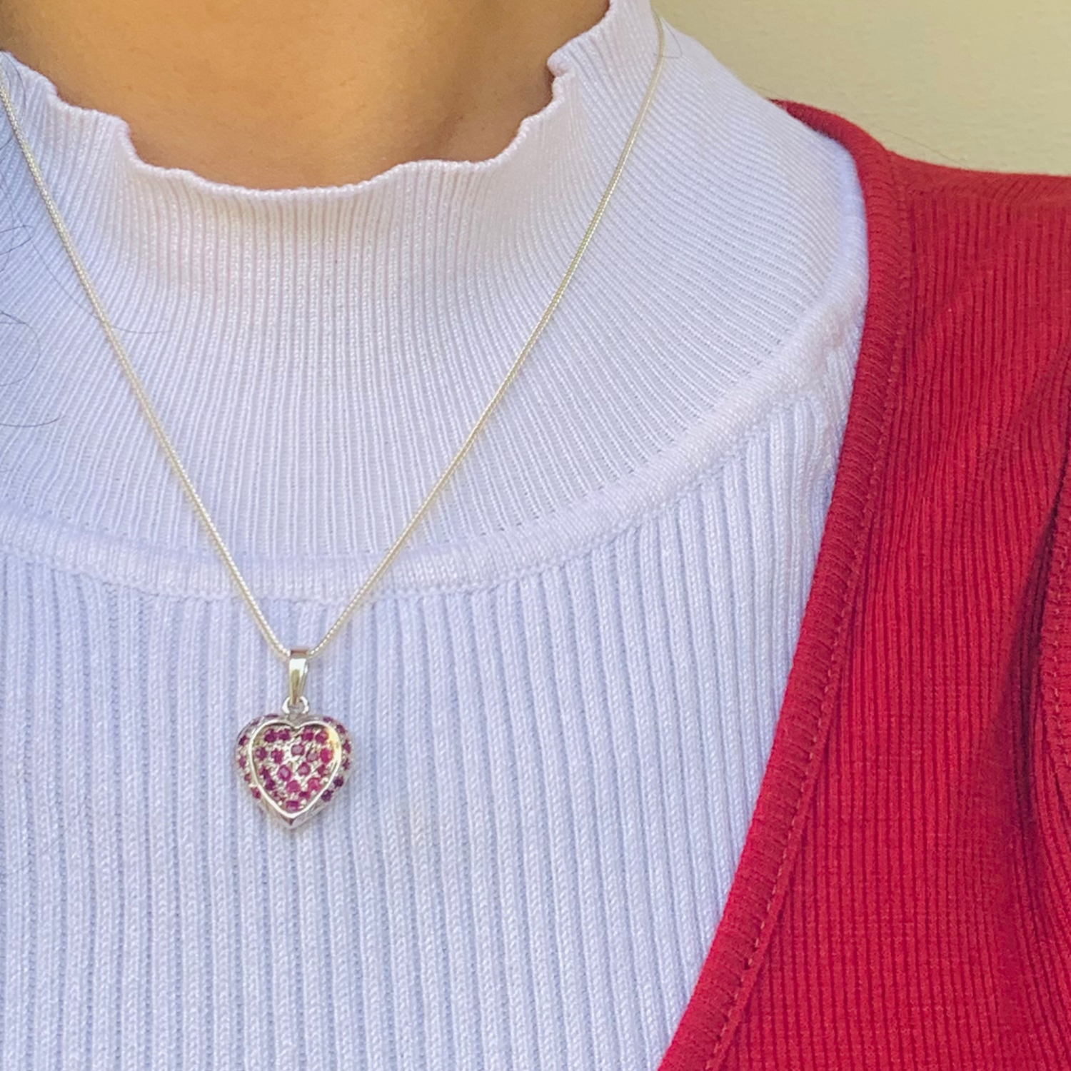 Mila Ruby Sterling Silver 925 Heart Love Pendant