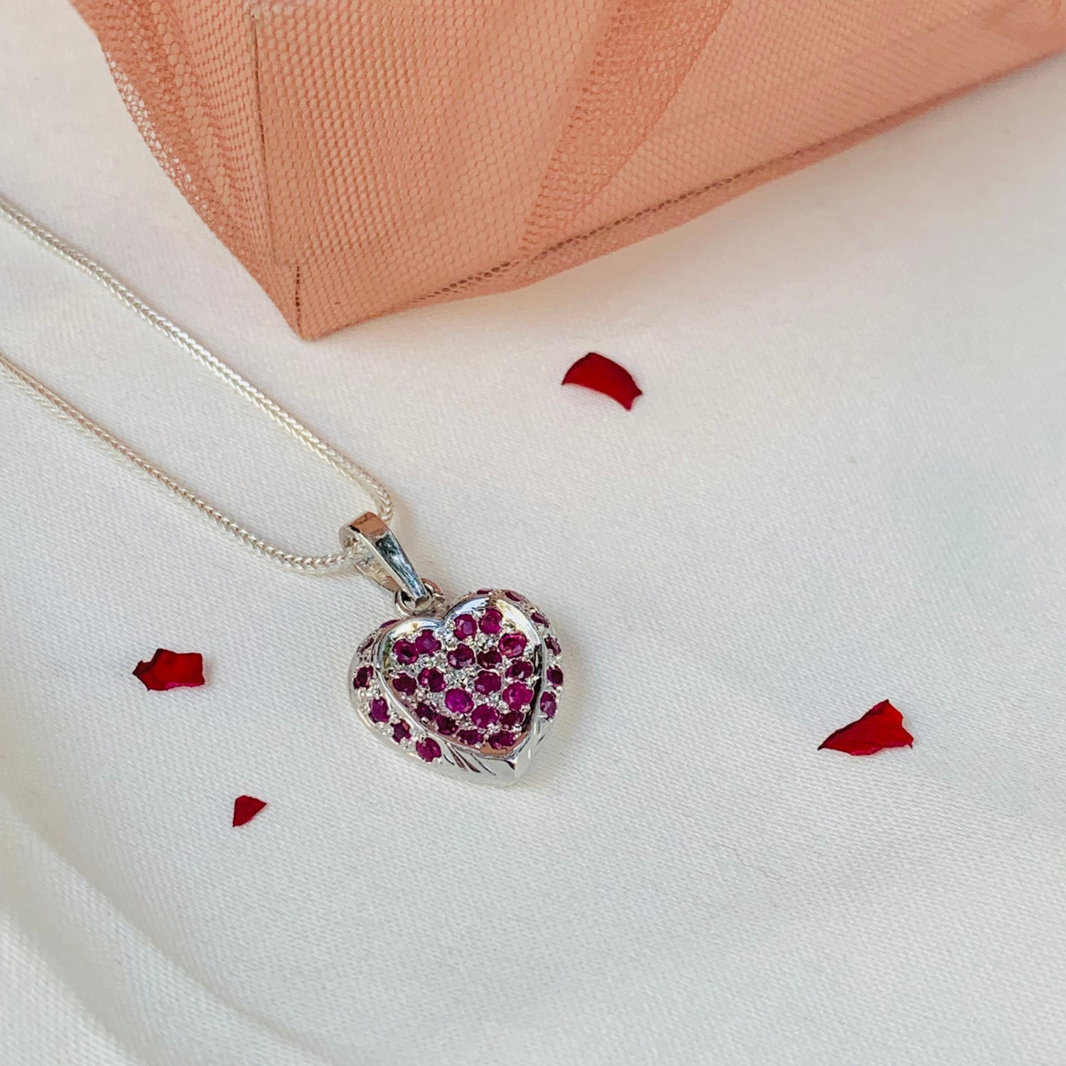 Mila Ruby Sterling Silver 925 Heart Love Pendant