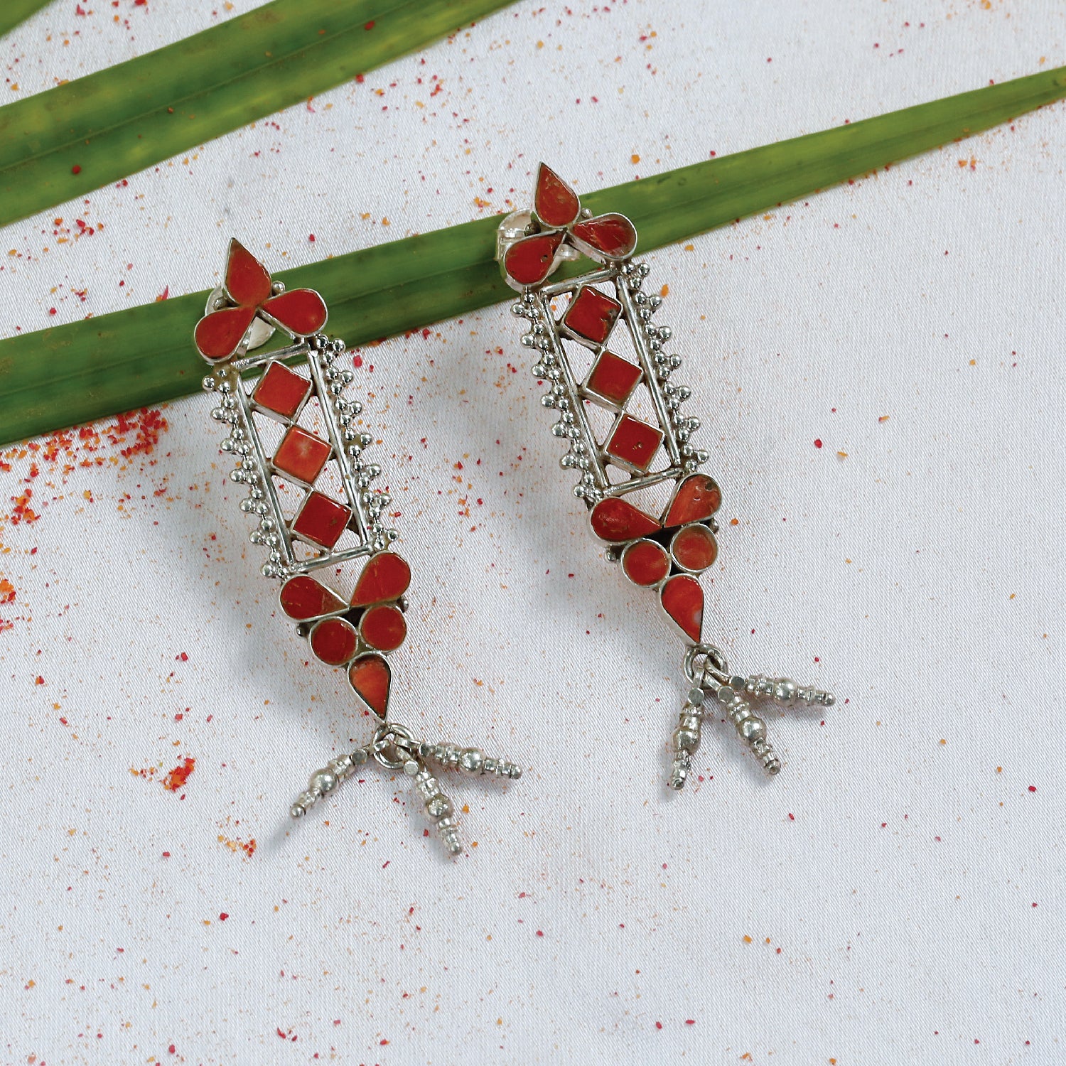 Atheen Coral Silver 925 earrings