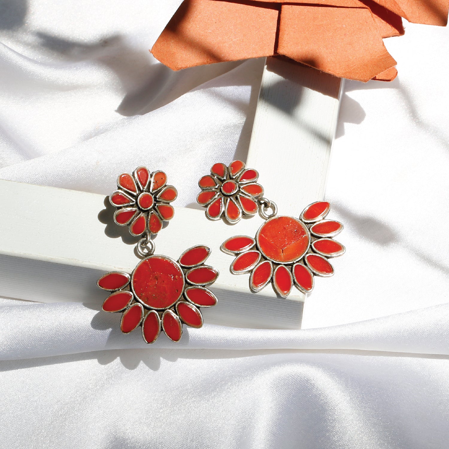 Ray coral earrings