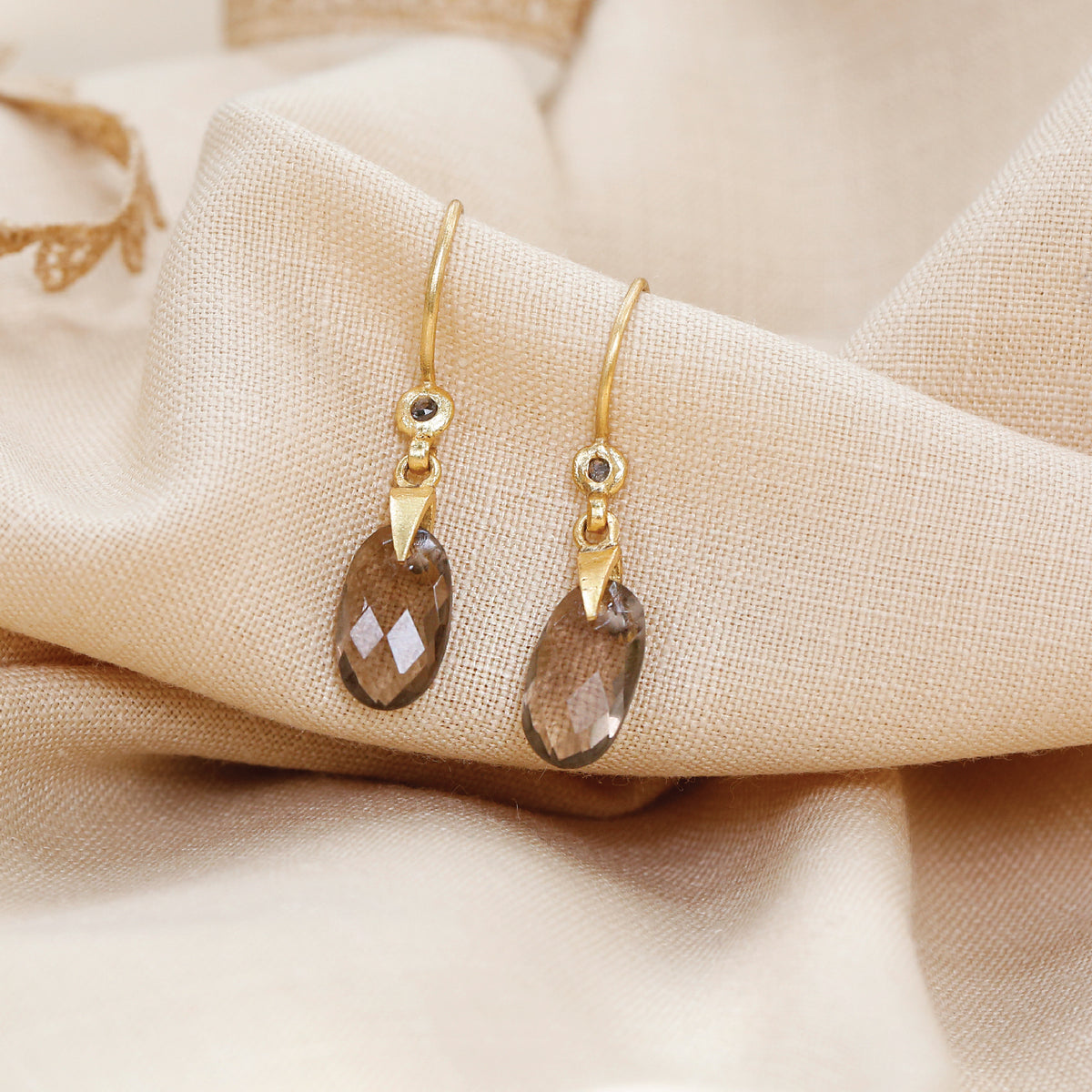 Juhi 18K Gold Plated Silver 925 Smokey Quartz Pendant