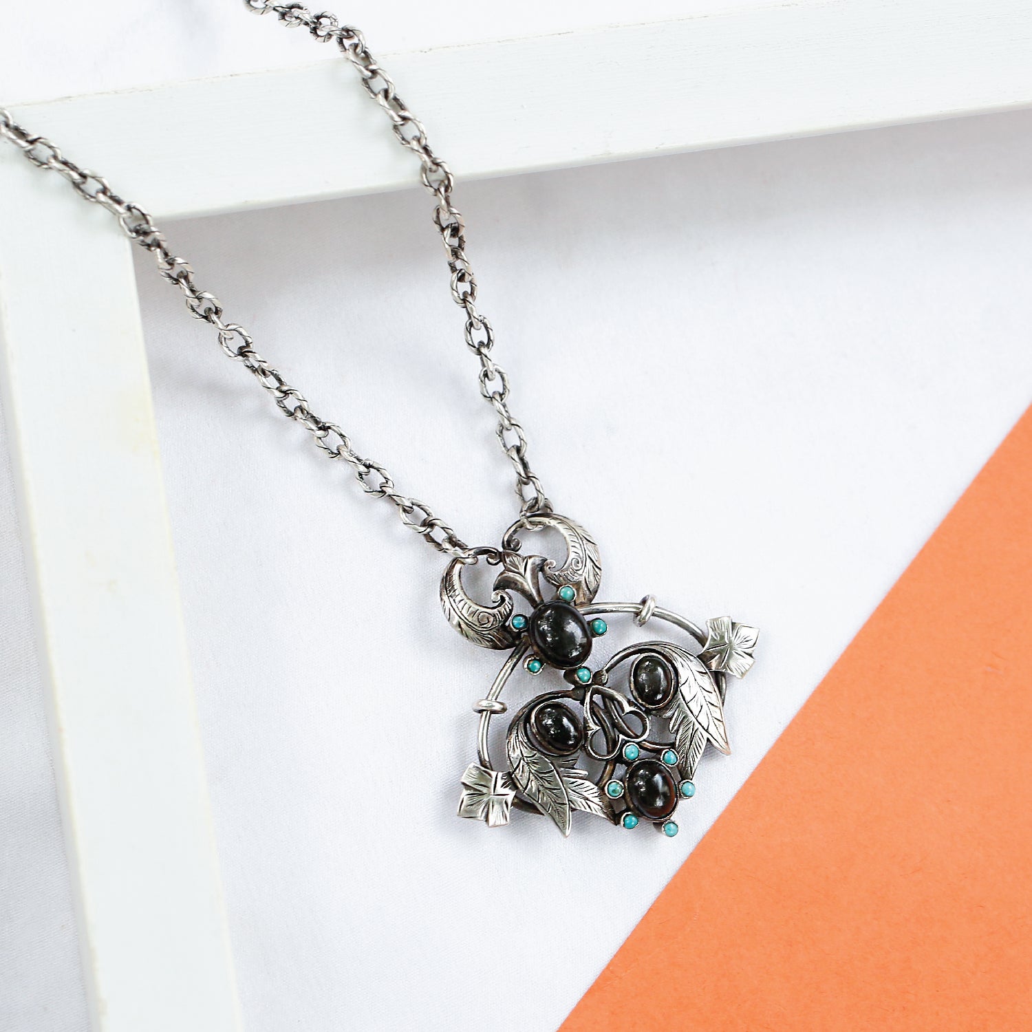 Omy black onyx Silver 925 pendant necklace