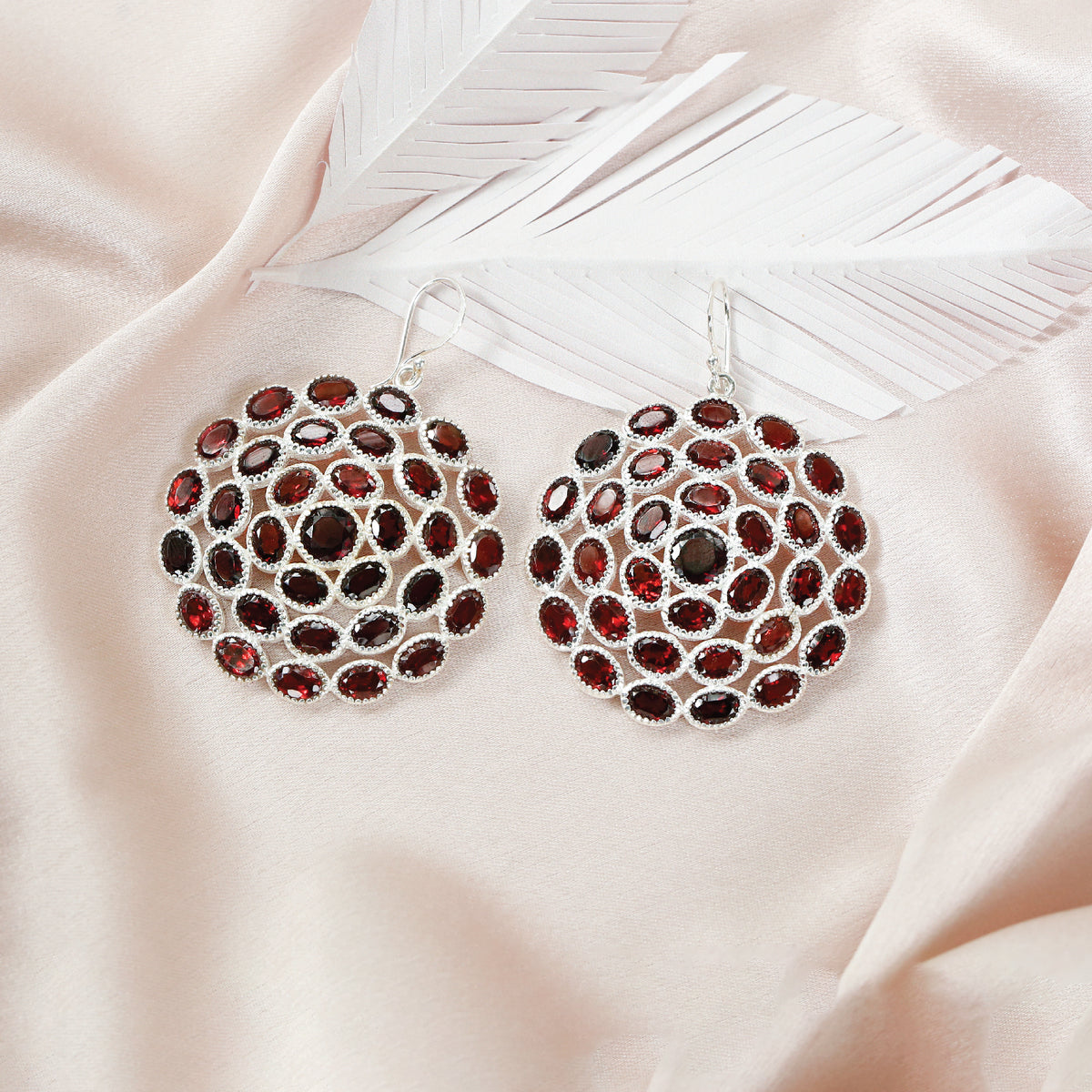 Emma Garnet Silver 925 Earrings