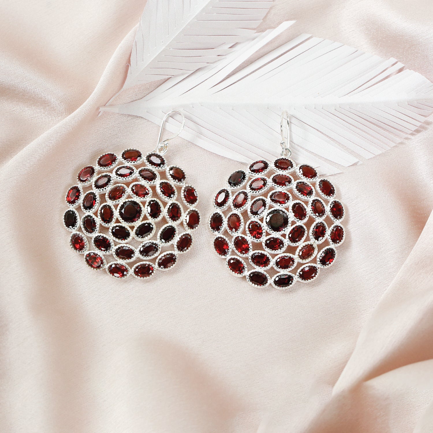 Emma Garnet Silver 925 Earrings