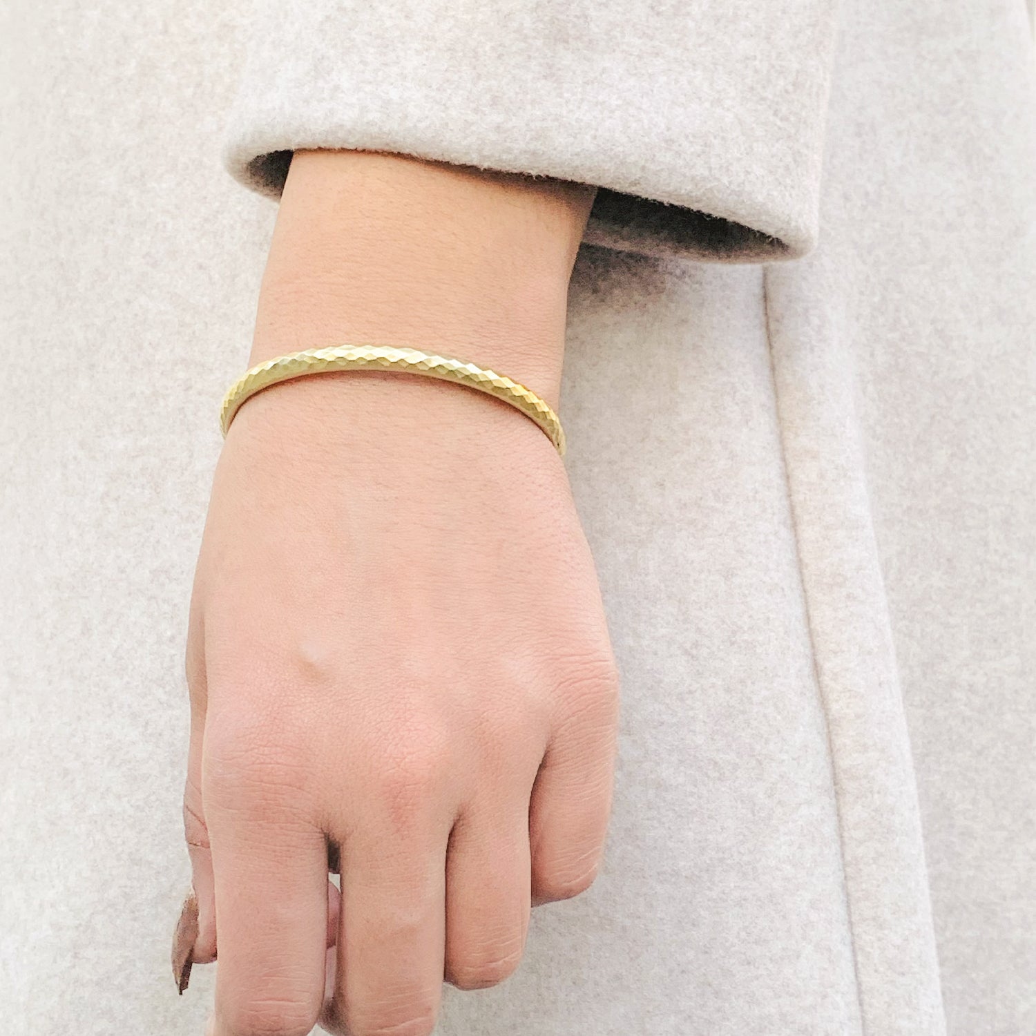 Contemporary Modern style Stackable Everyday wear 18K Gold Plated Silver 925 Bangle