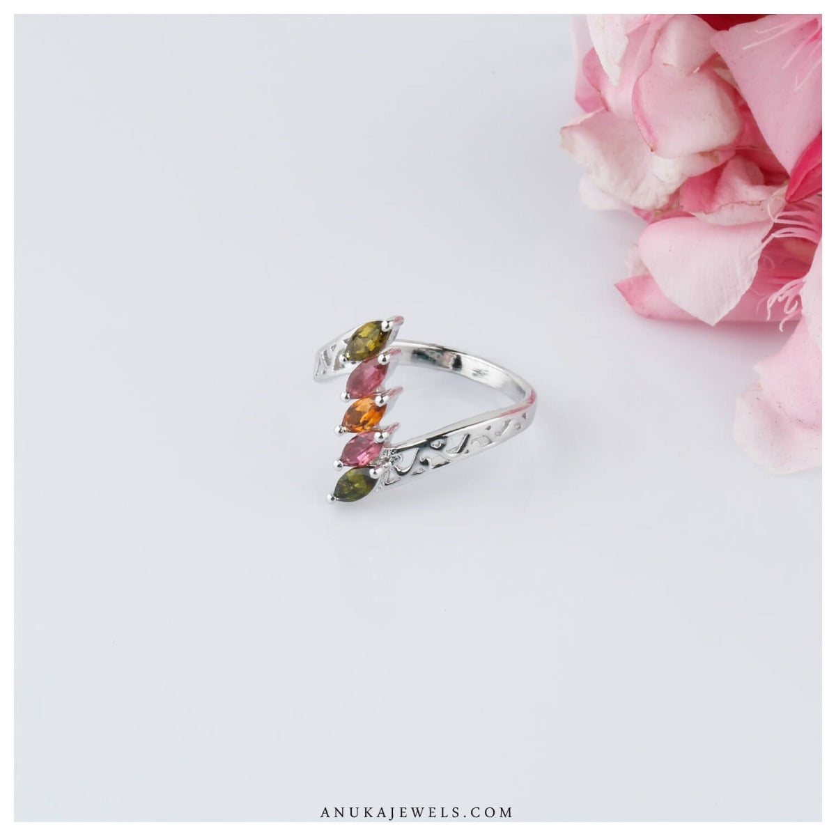 Stylish Modern Unique Silver 925 Tourmaline Ring