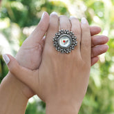 silver ring , oxidized ring , sterling silver ring , buy ring online, traditional ring , buy silver ring , traditional ring , festive ring, large size ring , big ring ,