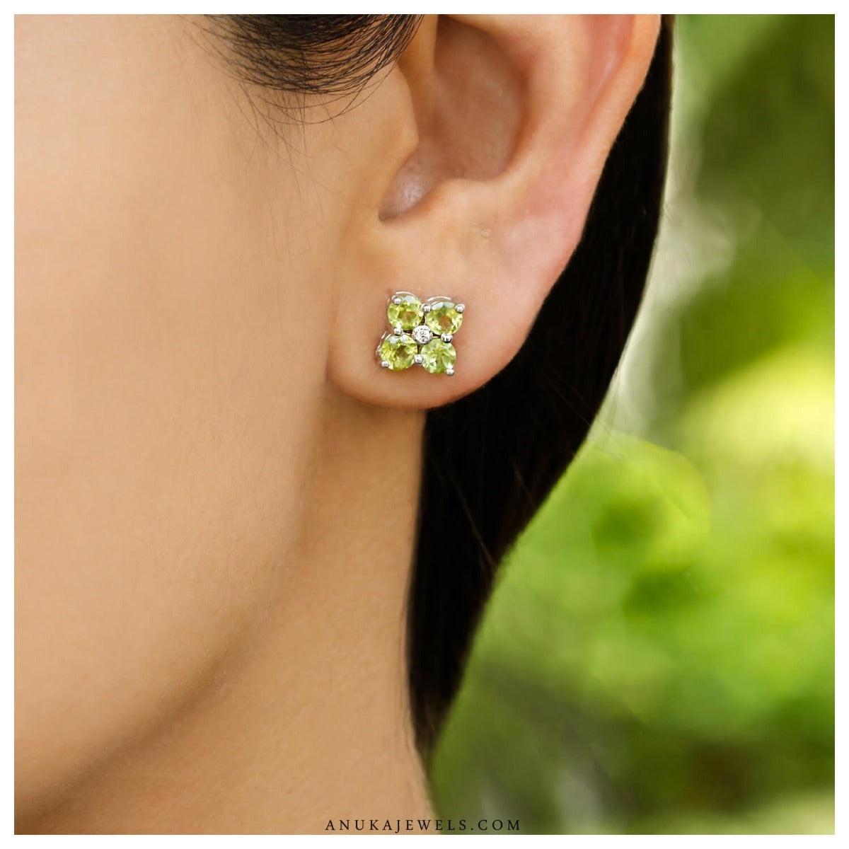 Charismatic Flower Peridot Zircon Silver 925 Studs