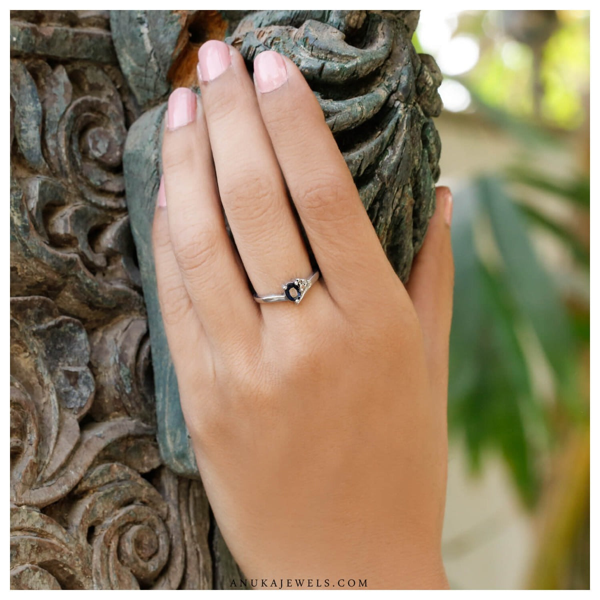 Charming Silver 925 Sapphire Diamond Ring - Main Image