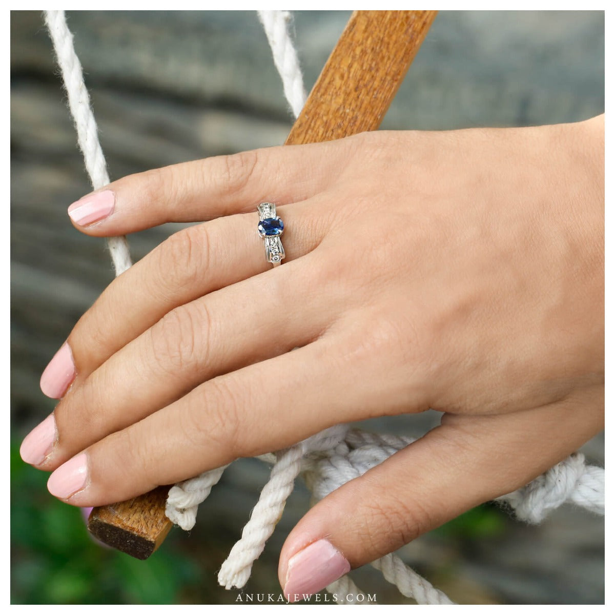 Fascinating Silver 925 Sapphire Diamond Ring