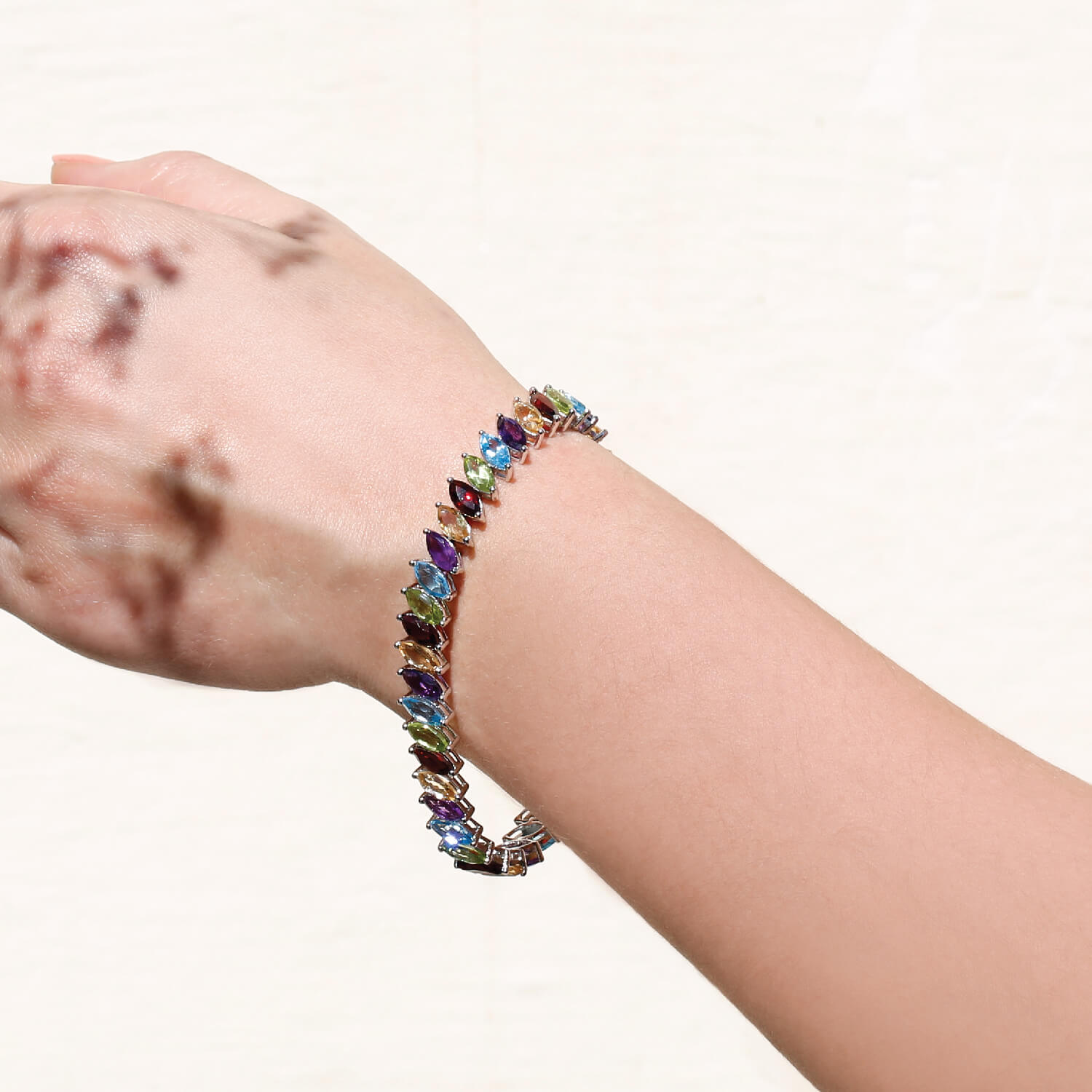 Gemstone, garnet, topaz, amethyst, citrine color stone bracelet