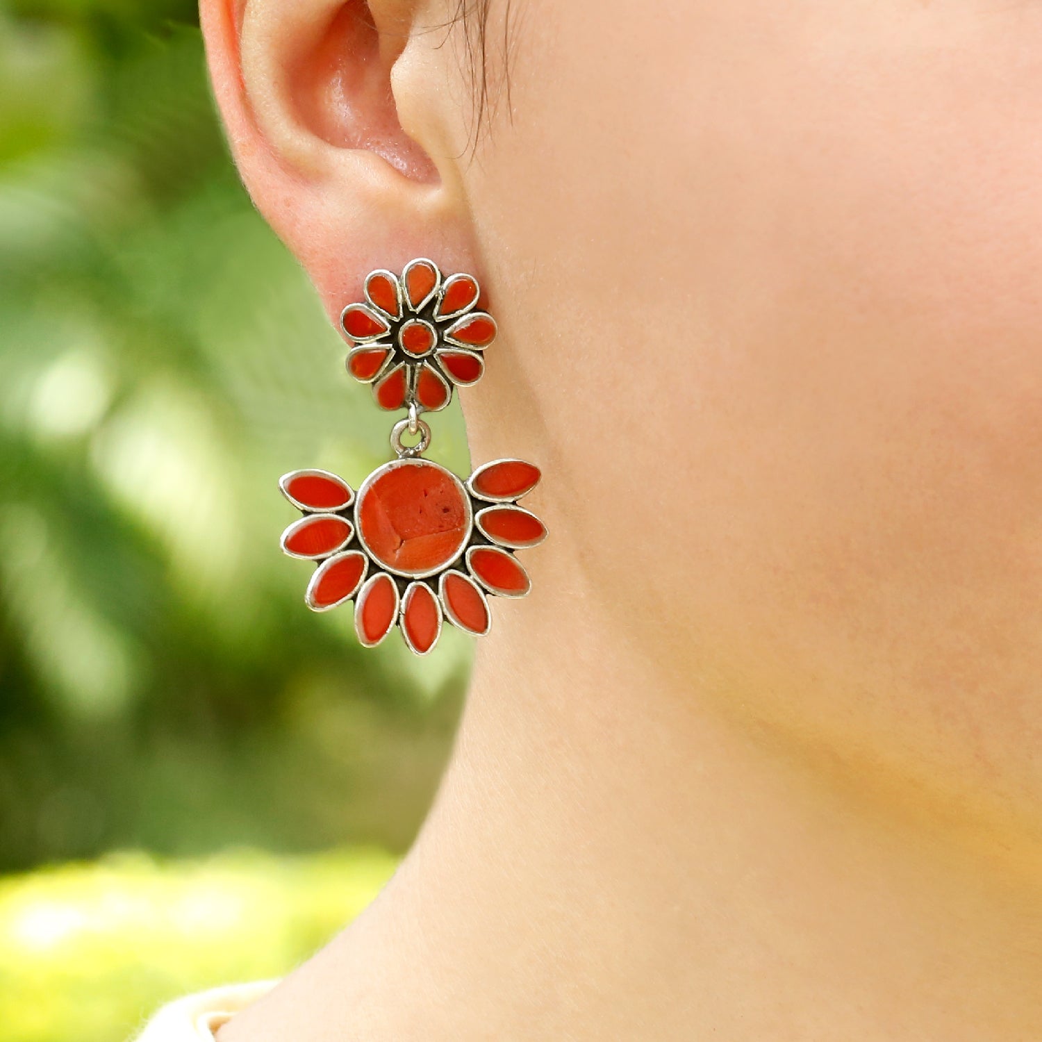 Ray coral earrings