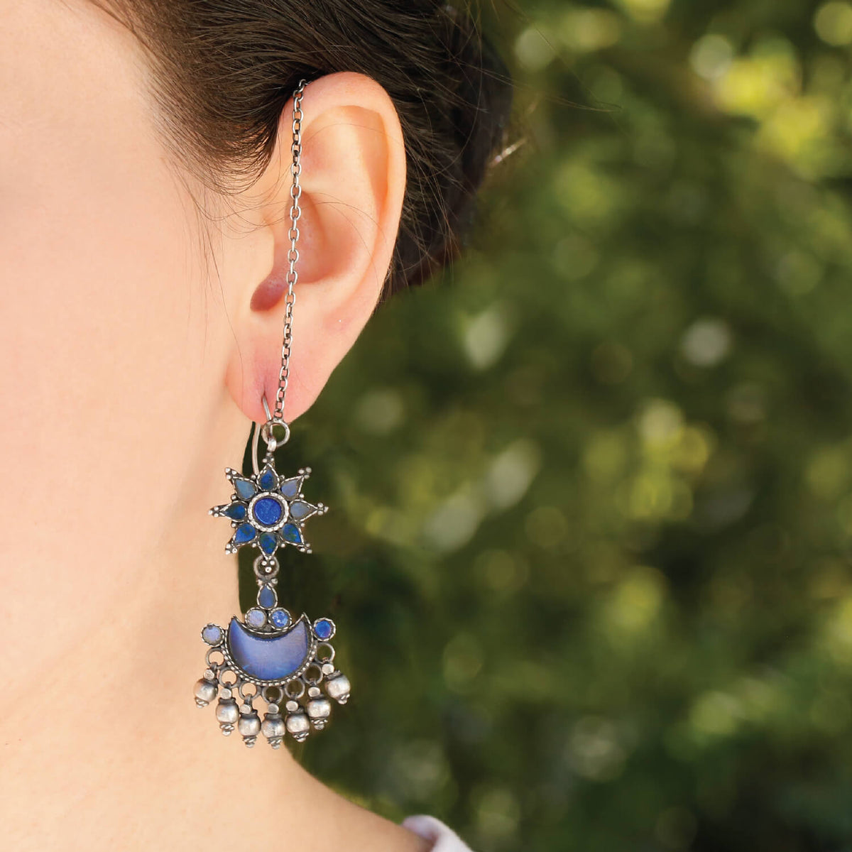 Nilofer Lapis Silver 925 Earrings