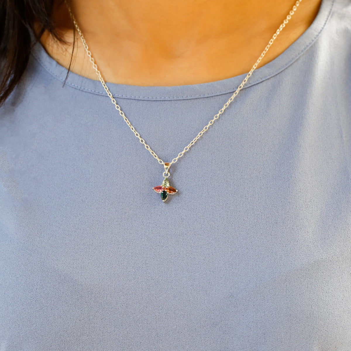 silver pendant, sterling silver, tourmaline pendant, buy tourmaline jewelry, multi color pendant, gemstone pendant
Tourmaline Silver 925 Pendant