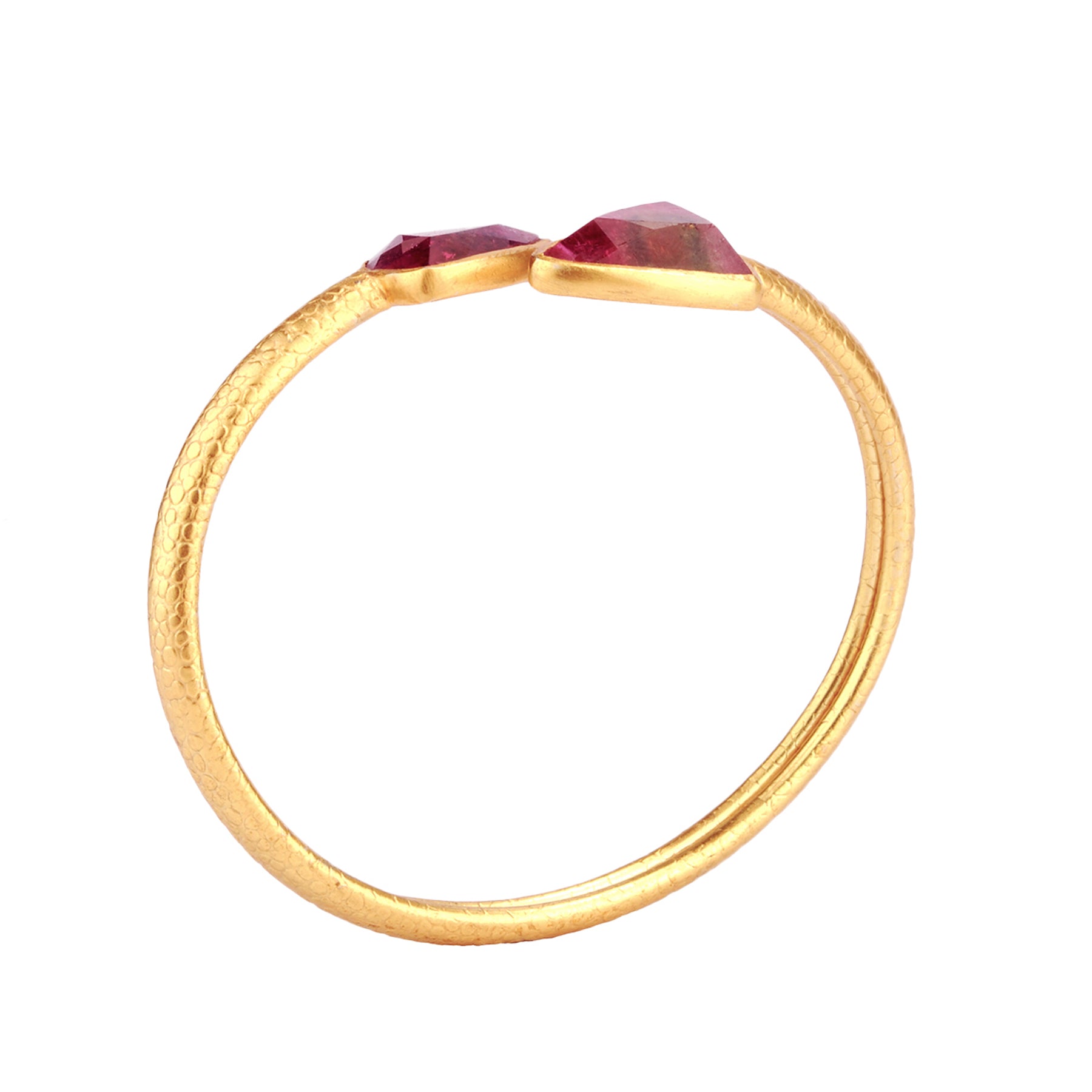 Watermelon Tourmaline in Gold Plated Silver Open Bangle