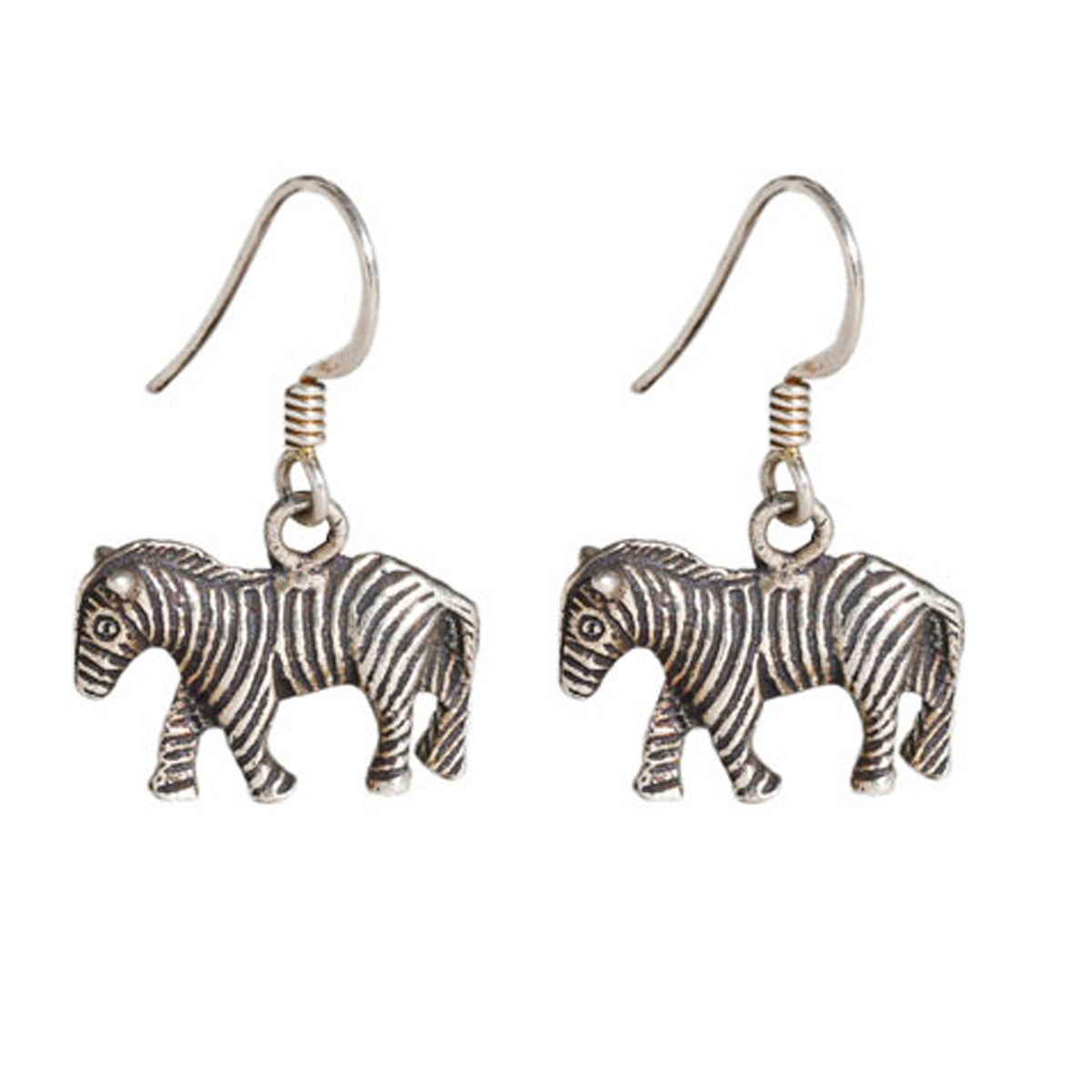 Zebra silver earring, Oxidized silver earring, Animal motif silver earring, Hanging silver earring, Zebra design jewelry